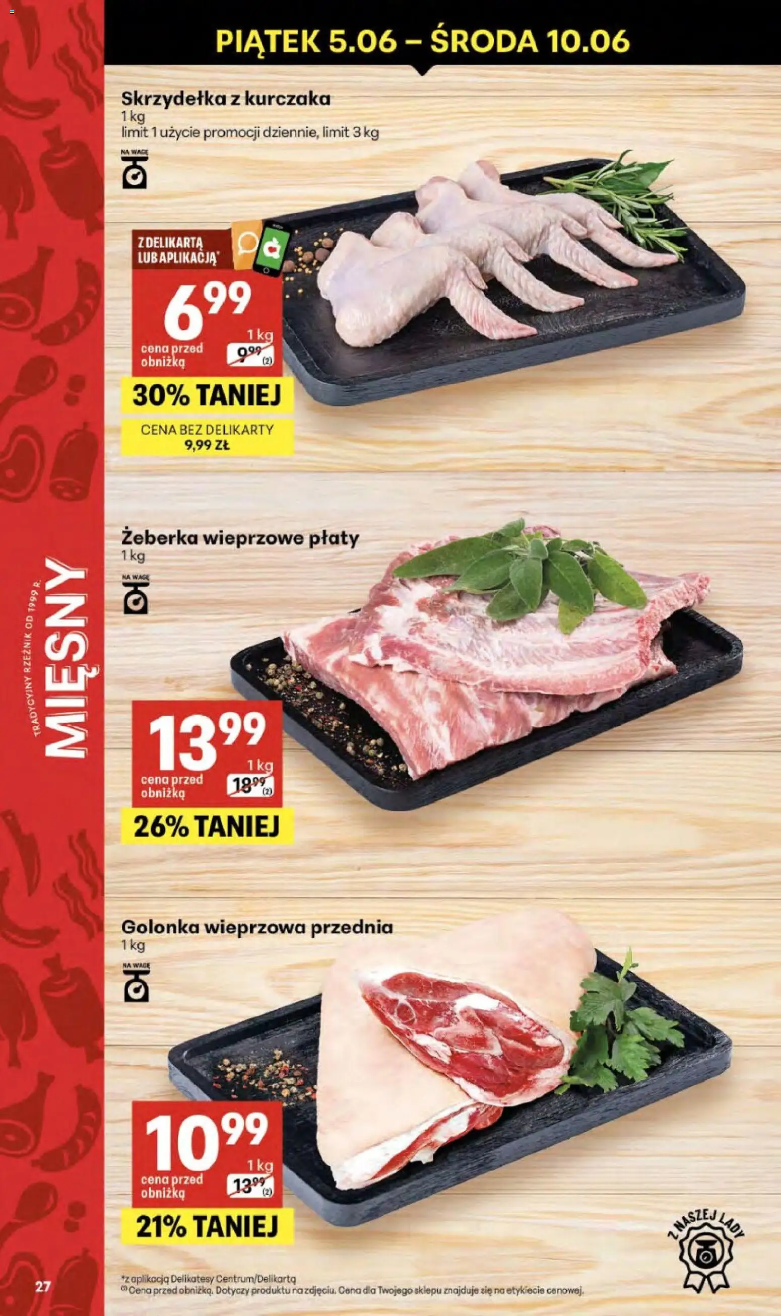 Delikatesy Centrum gazetka - Sklepy Własne od 03.06.2026 | Strona: 27 | Produkty: Skrzydełka z kurczaka, Golonka wieprzowa, Delikatesy