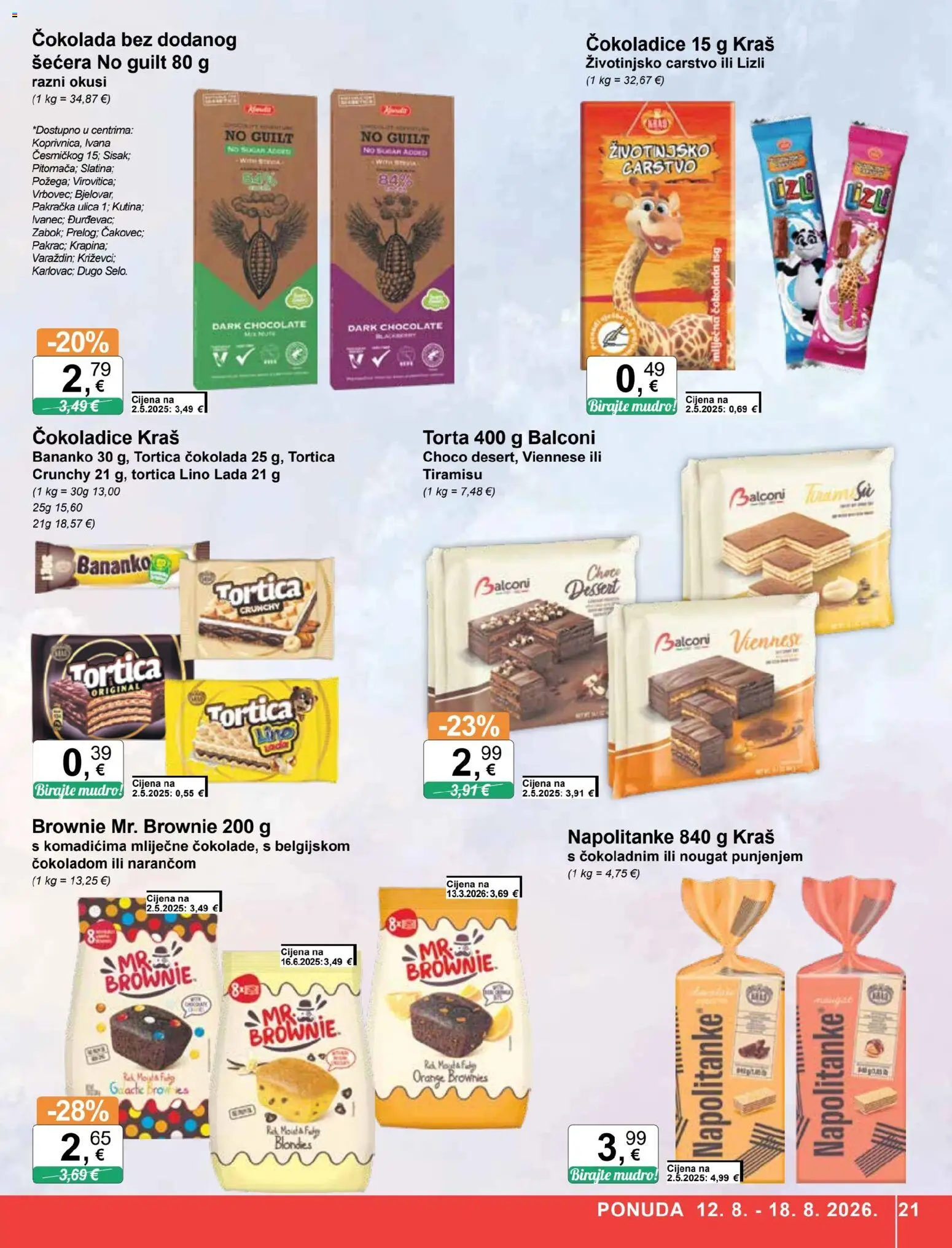 KTC katalog | vrijedi od 12.08.2026 | Stranica: 21 | Proizvodi: Cokoladice, Lino Lada, Tiramisu, Torta