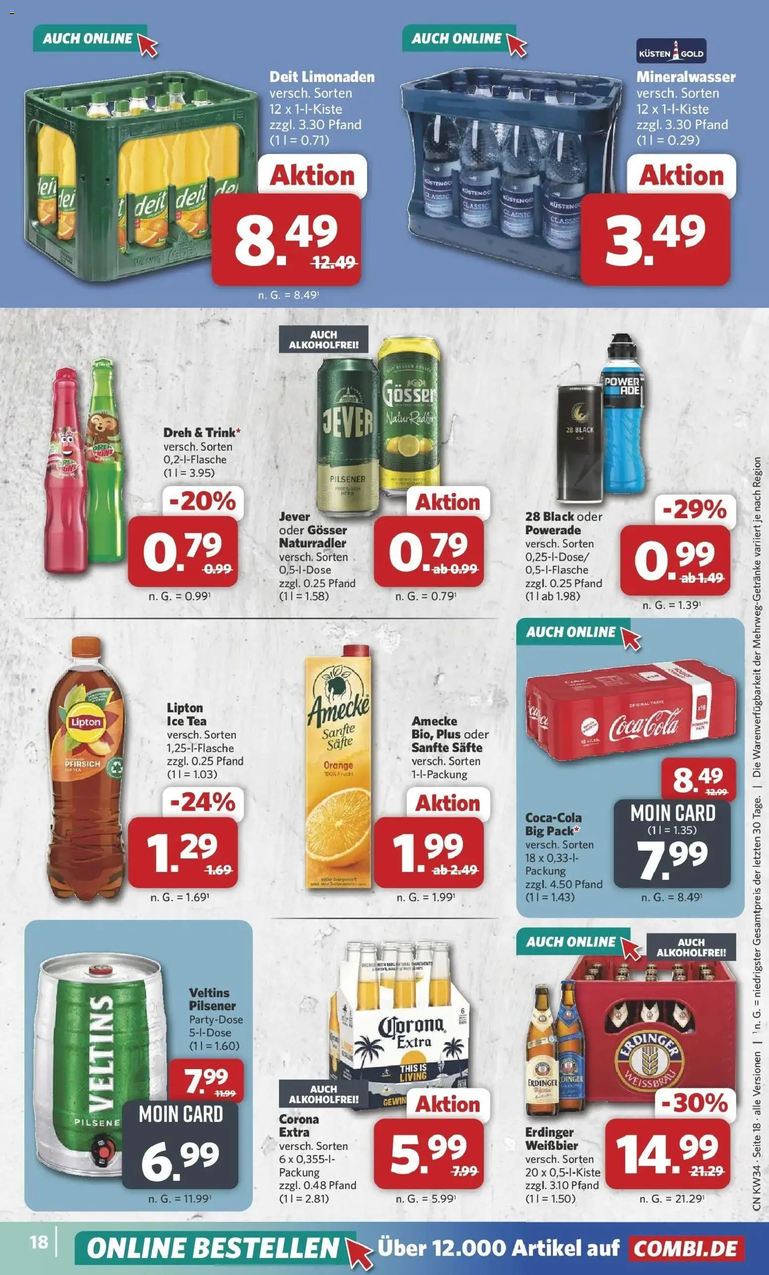 Combi Prospekt Dülmen (ab 17.08.2026) zum Blättern | Seite: 18 | Produkte: Weißbier, Mineralwasser, Jever, Veltins