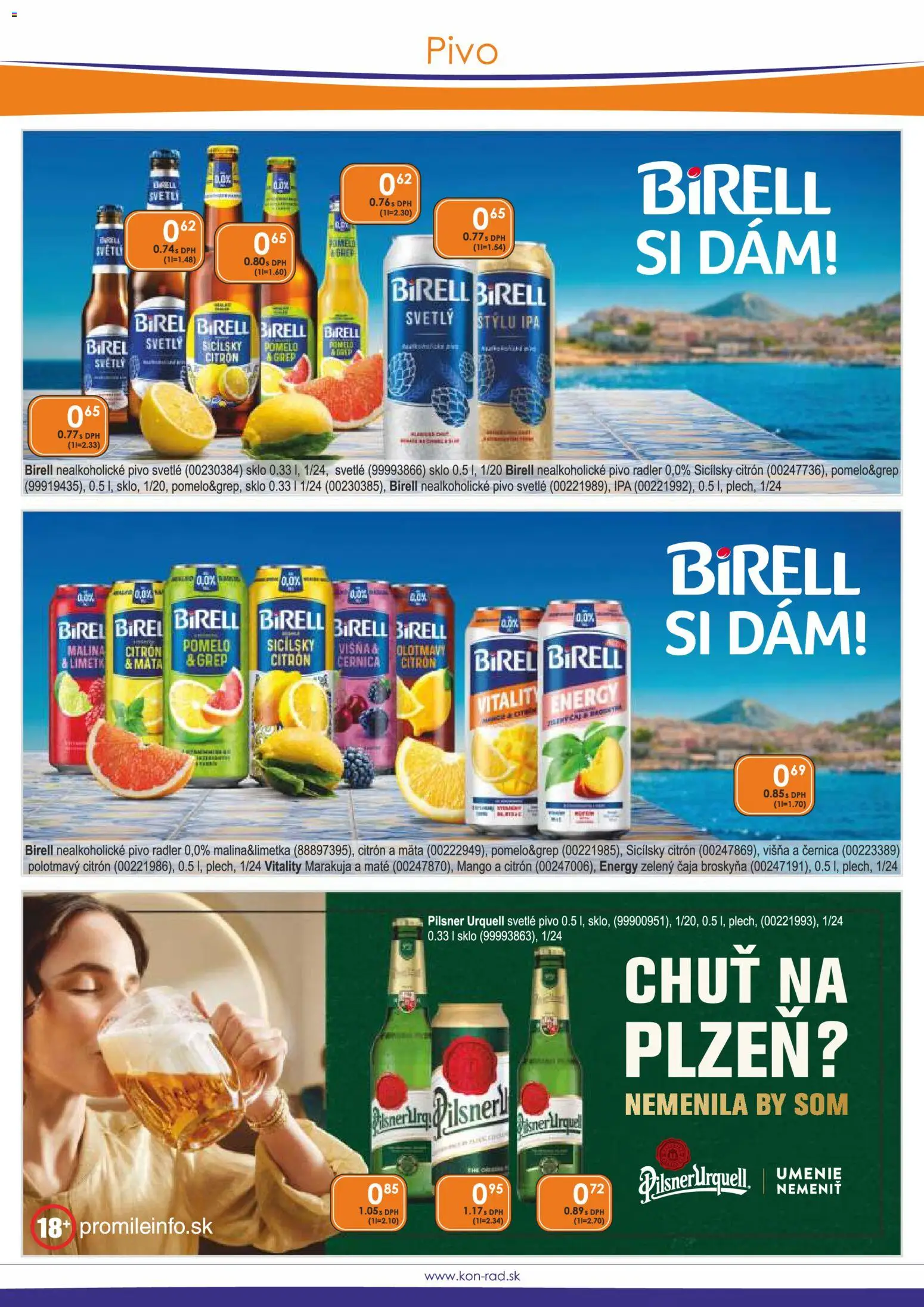 Nové KON - RAD akcie – leták je platný od 01.08.2026 | Strana: 21 | Produkty: Pivo, Birell, Nealkoholické pivo, Pomelo