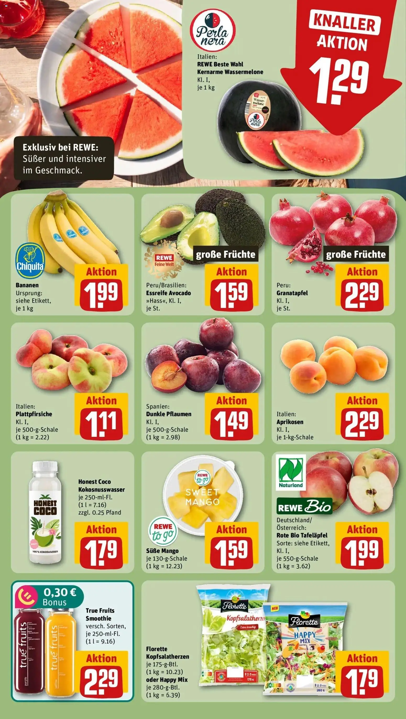 Rewe Prospekt Brunnthal – gültig ab 06.07.2026 | Seite: 4 | Produkte: Granatapfel, Pflaumen, Avocado, Wasser