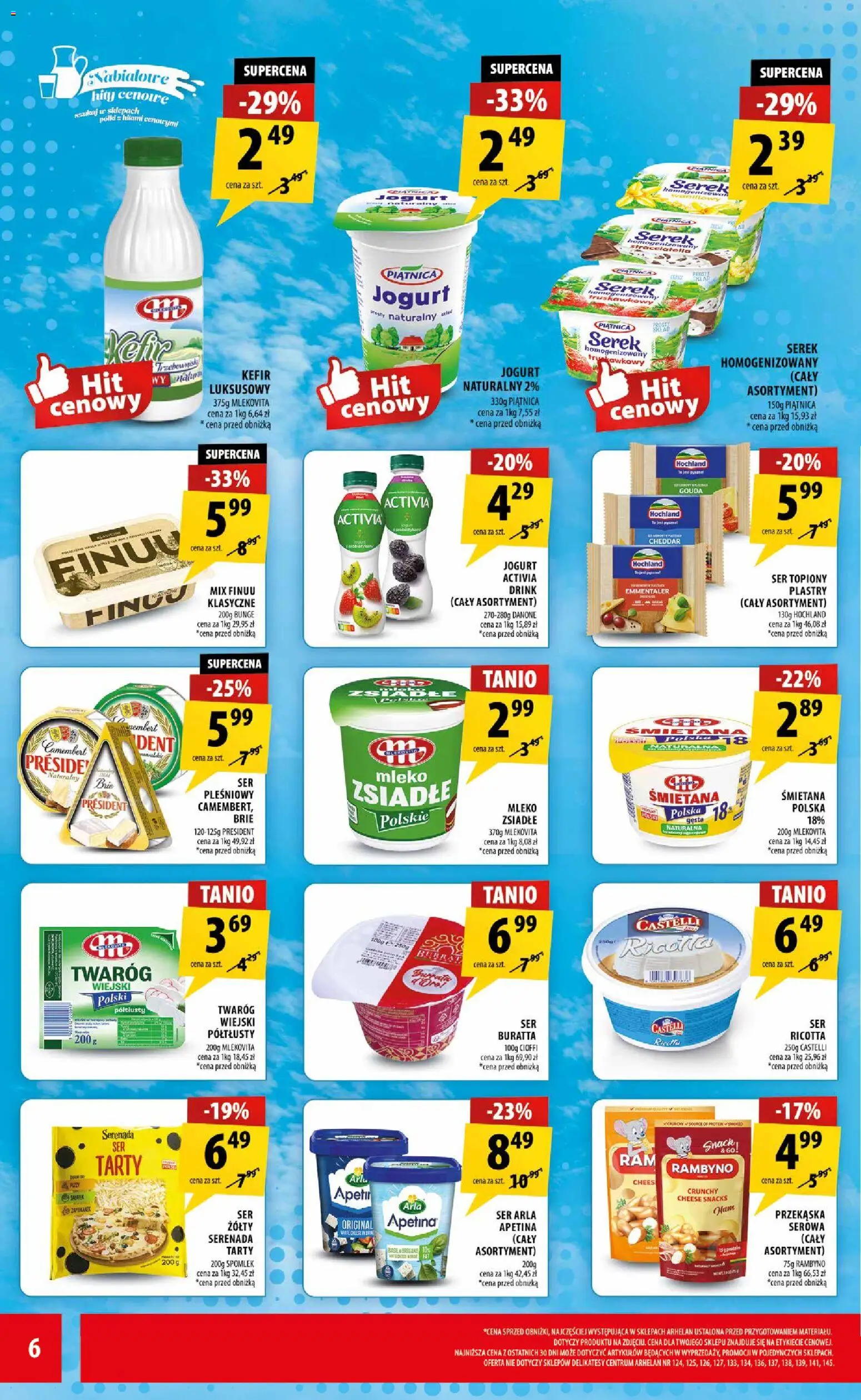 Arhelan gazetka od 17.07.2026 | Strona: 6 | Produkty: Ser topiony, Serek homogenizowany, Mleko, Ricotta