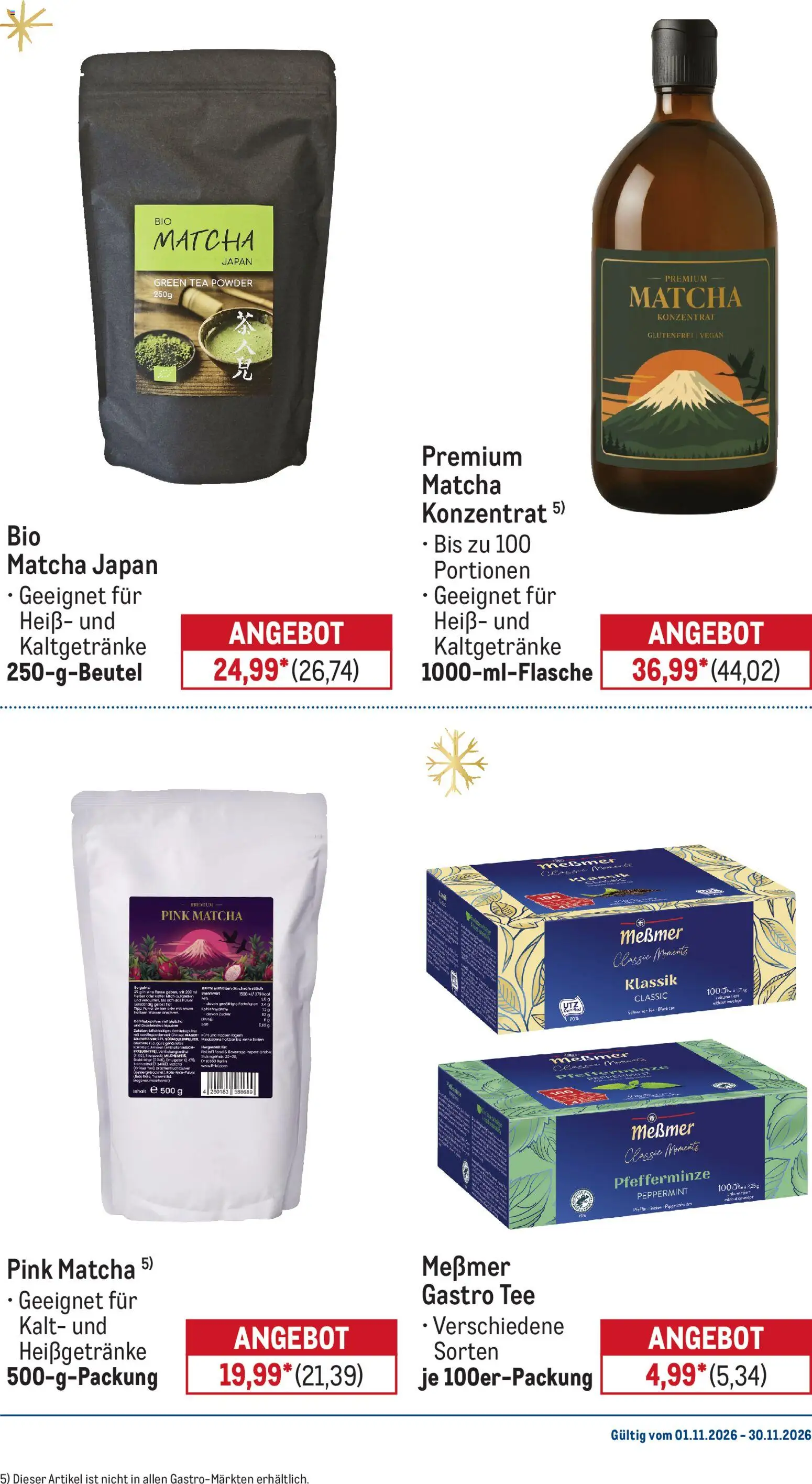 Metro Monats-Menü – gültig ab 01.11.2026 | Seite: 27 | Produkte: Milch, Messmer, Zucker, Tee