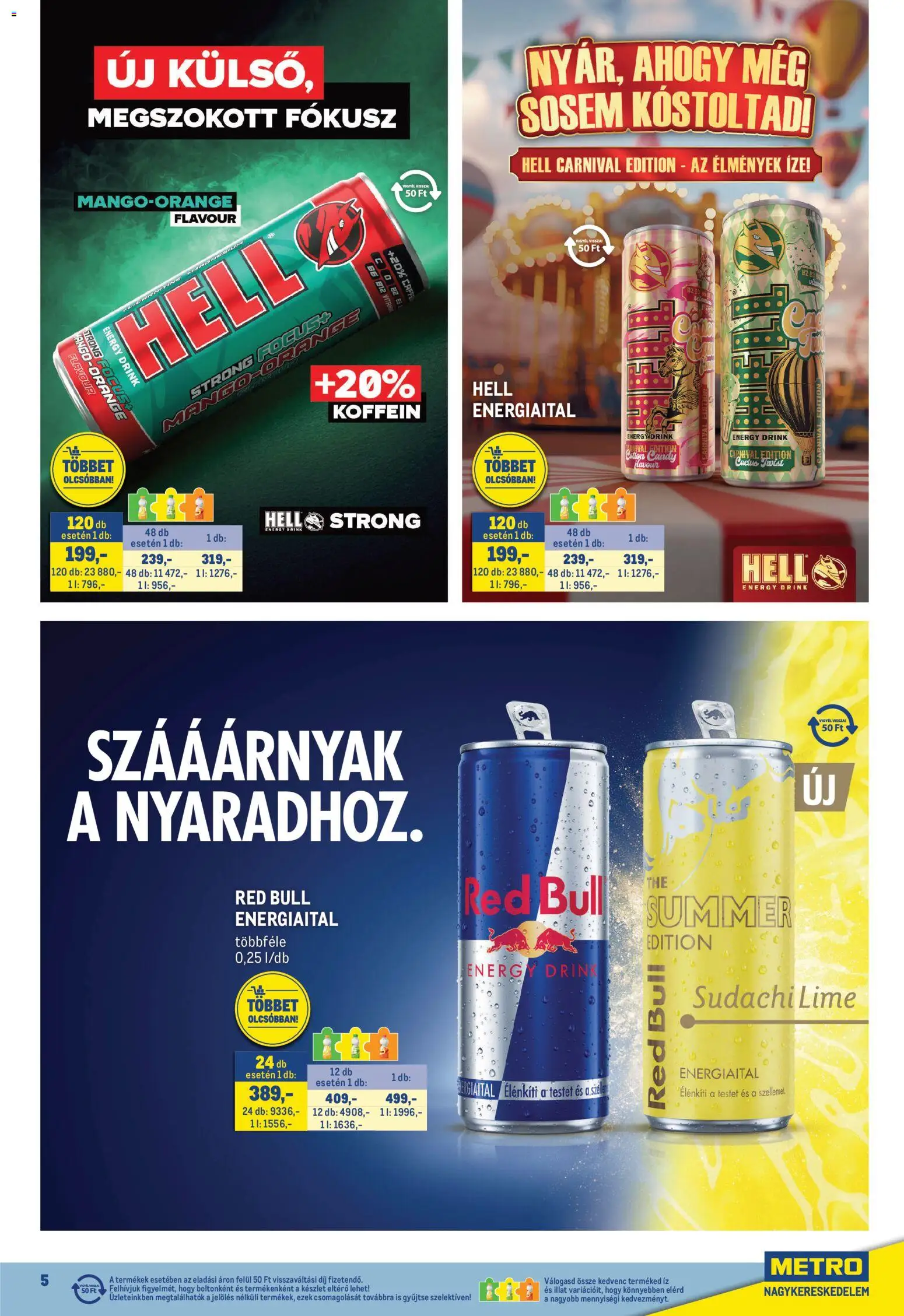 Metro akciós ujság - amely érvényes a következő dátumtól: 2026.08.01. | Oldal: 5 | Termékek: Energiaital, Red bull, Vitrin