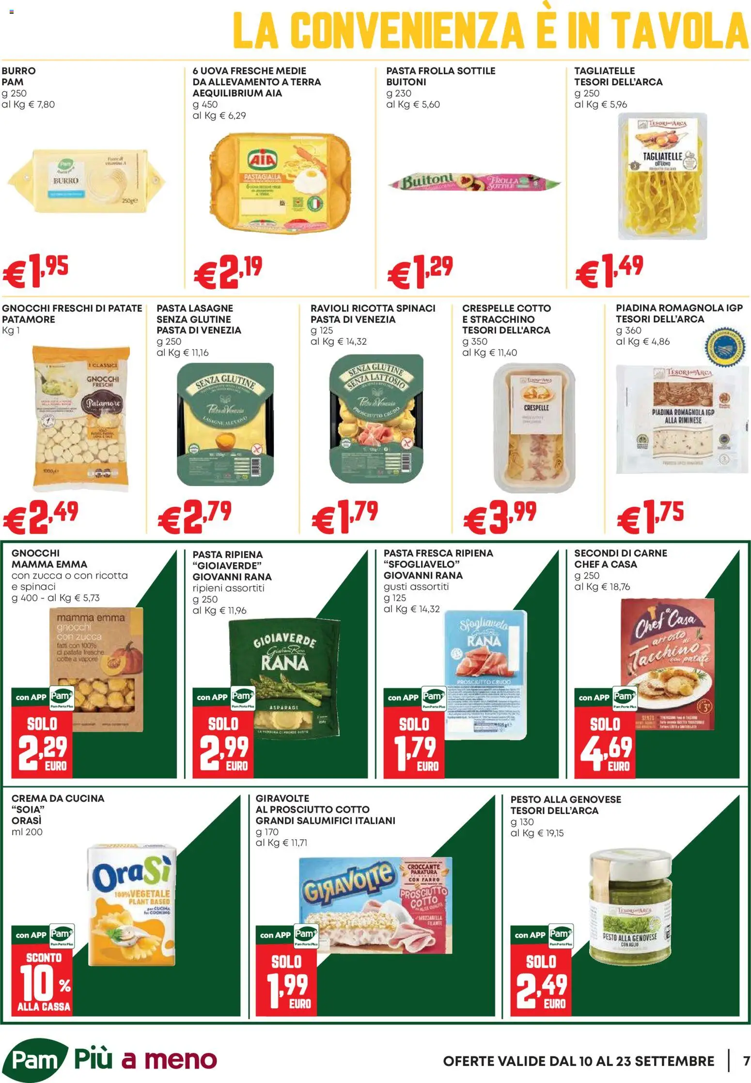 Volantino PAM del 10/09/2026 | Pagina: 7 | Prodotti: Crema, Tacchino, Ravioli, Ricotta