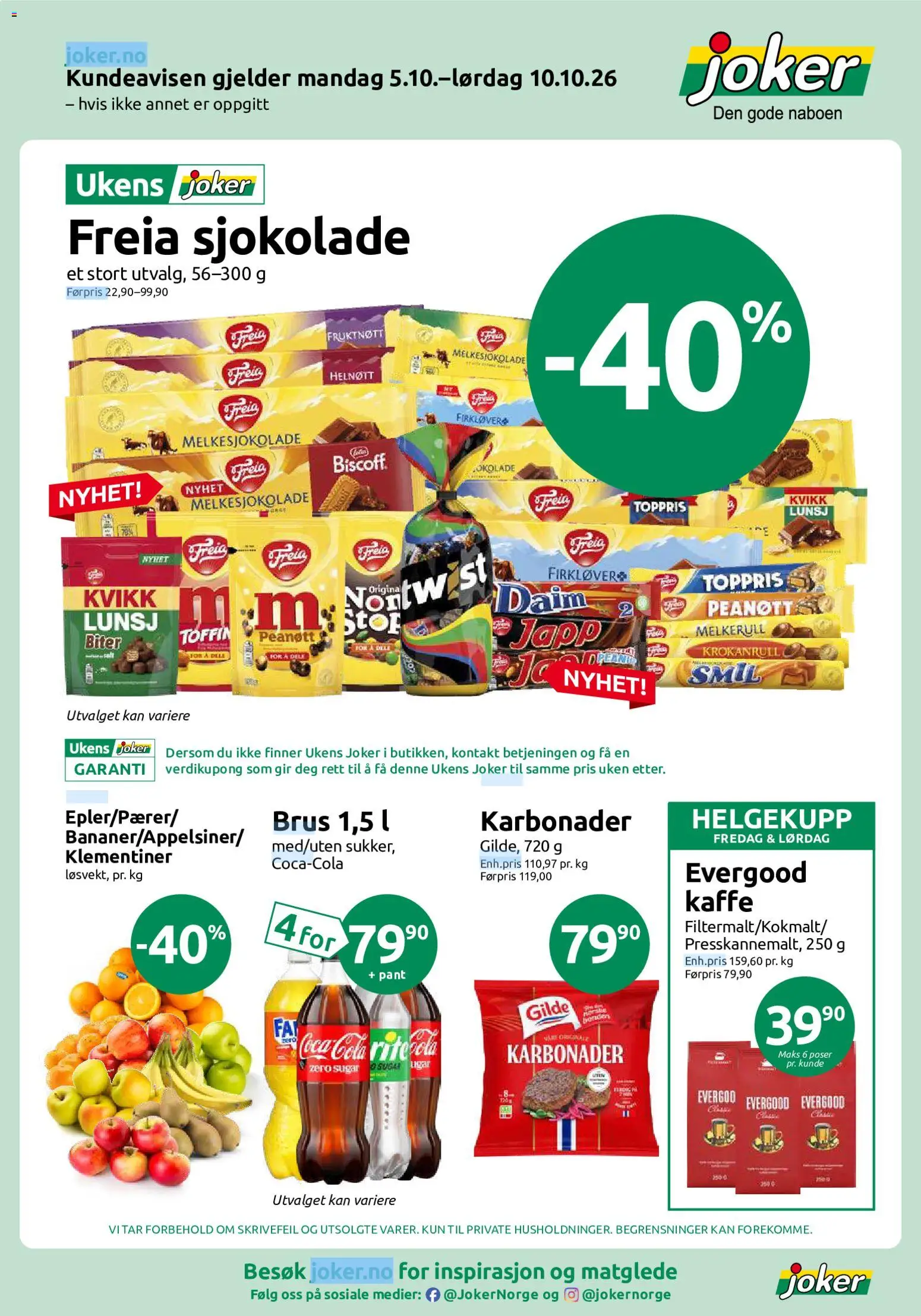 Joker kundeavis Mandag 5 Oktober