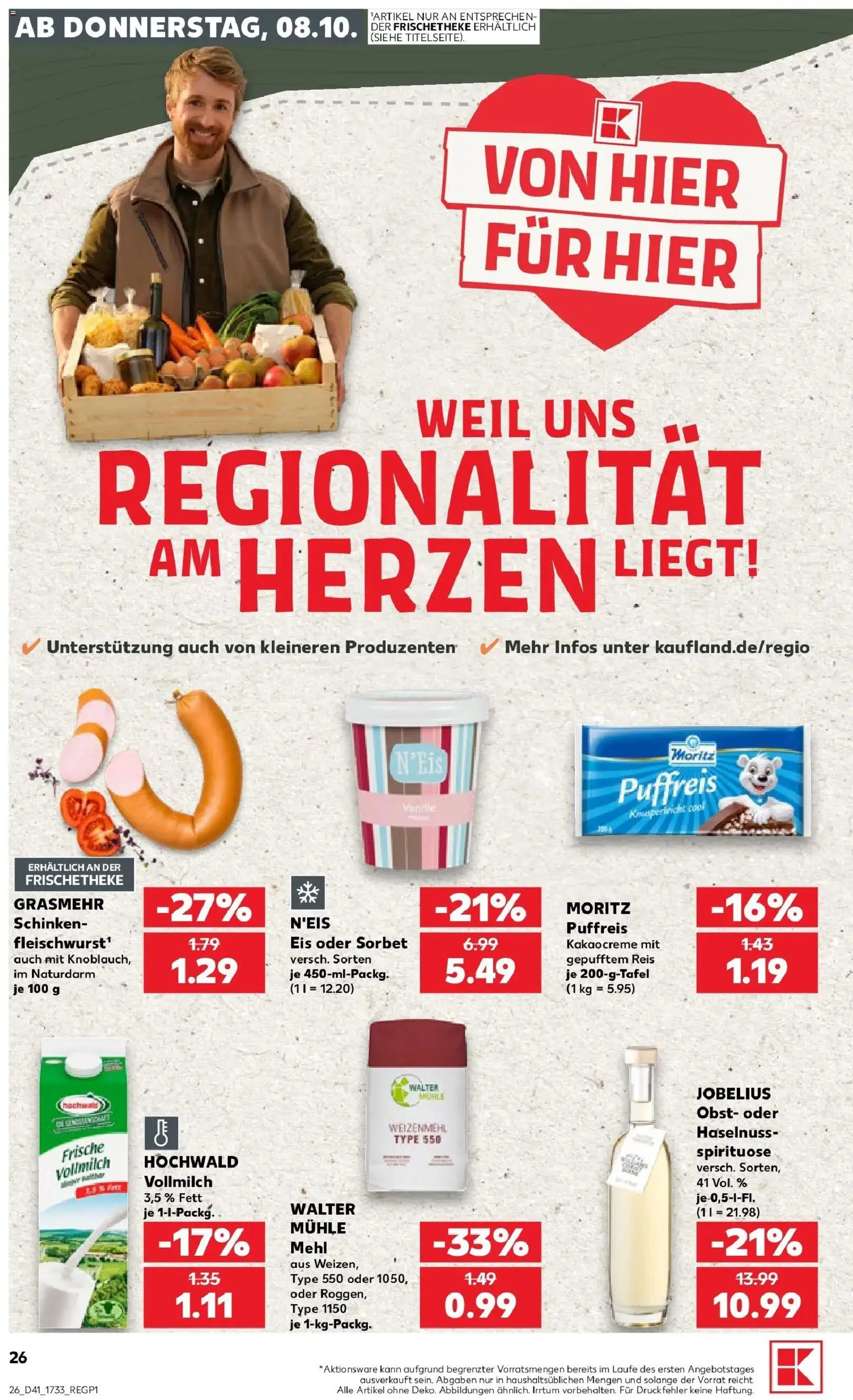 Prospekt Kaufland ab 08.10.2026 » Angebote Online zum Blättern | Seite: 26 | Produkte: Mühle, Weizenmehl, Obst, Eis