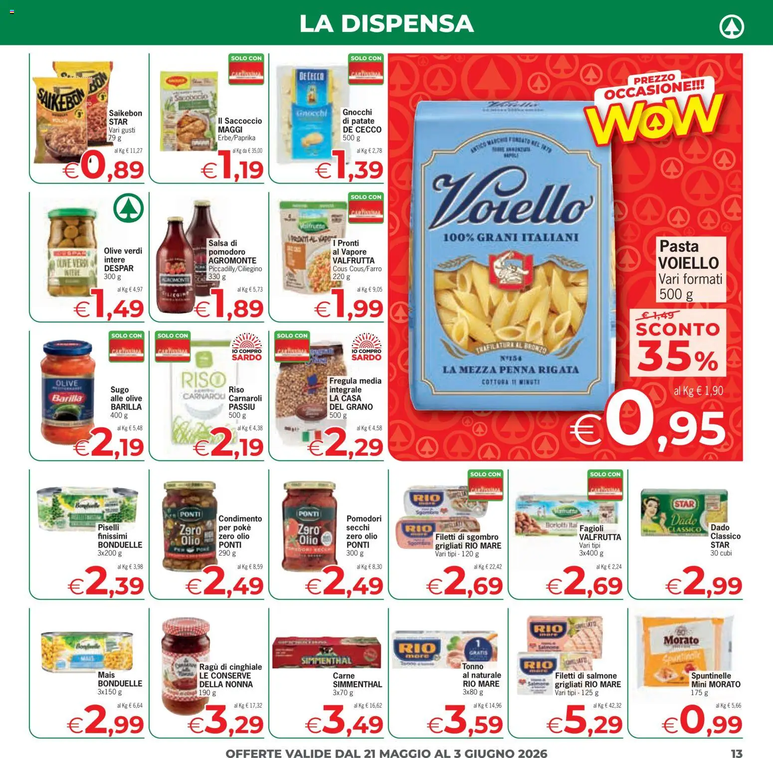 Volantino Eurospar del 21.05.2026 | Pagina: 13 | Prodotti: Salsa, Pasta, Mais, Sgombro