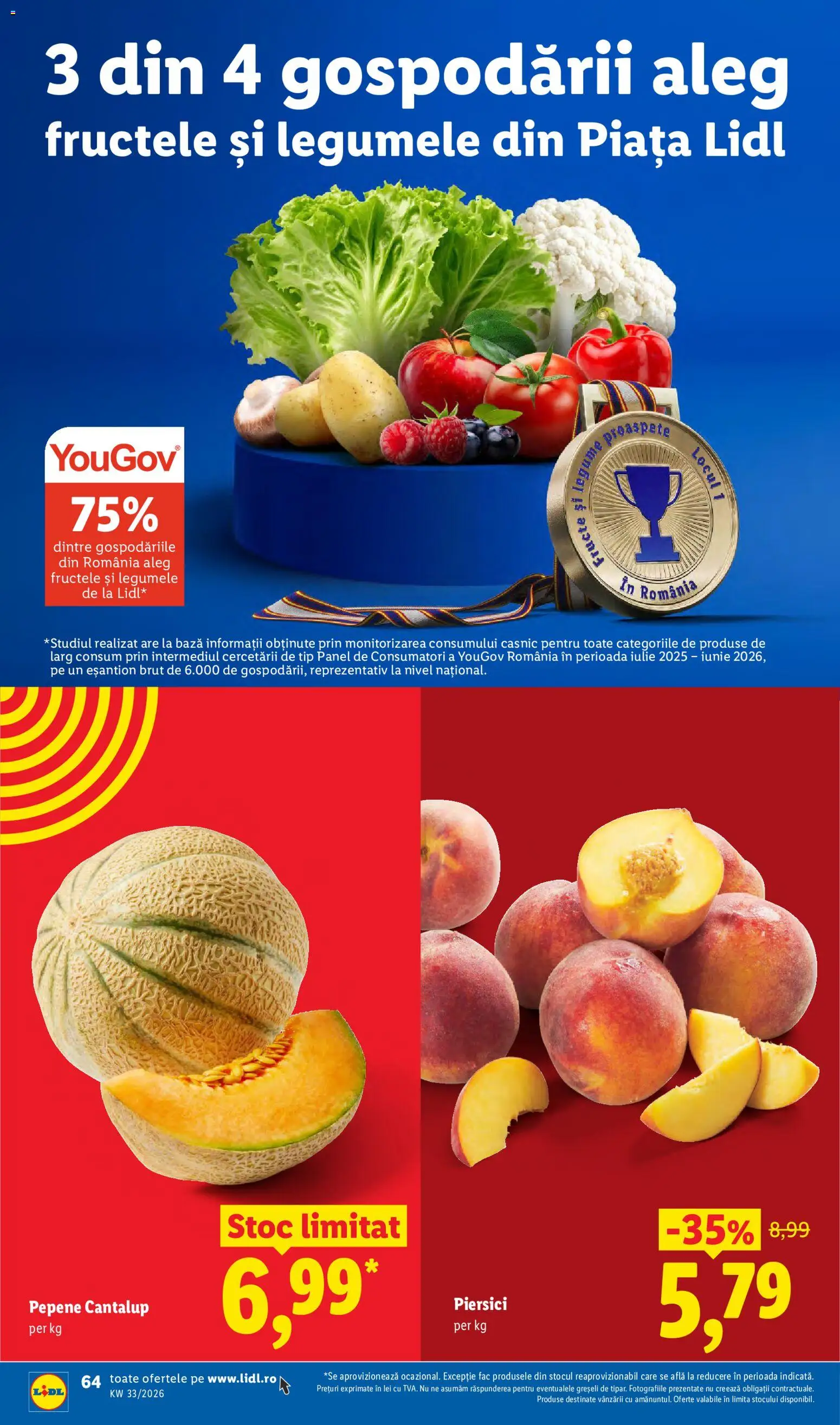 Noul catalog Lidl – valabil de la 10.08.2026 | Pagină: 64 | Produse: Piersici, Tip, Legume, Fructe