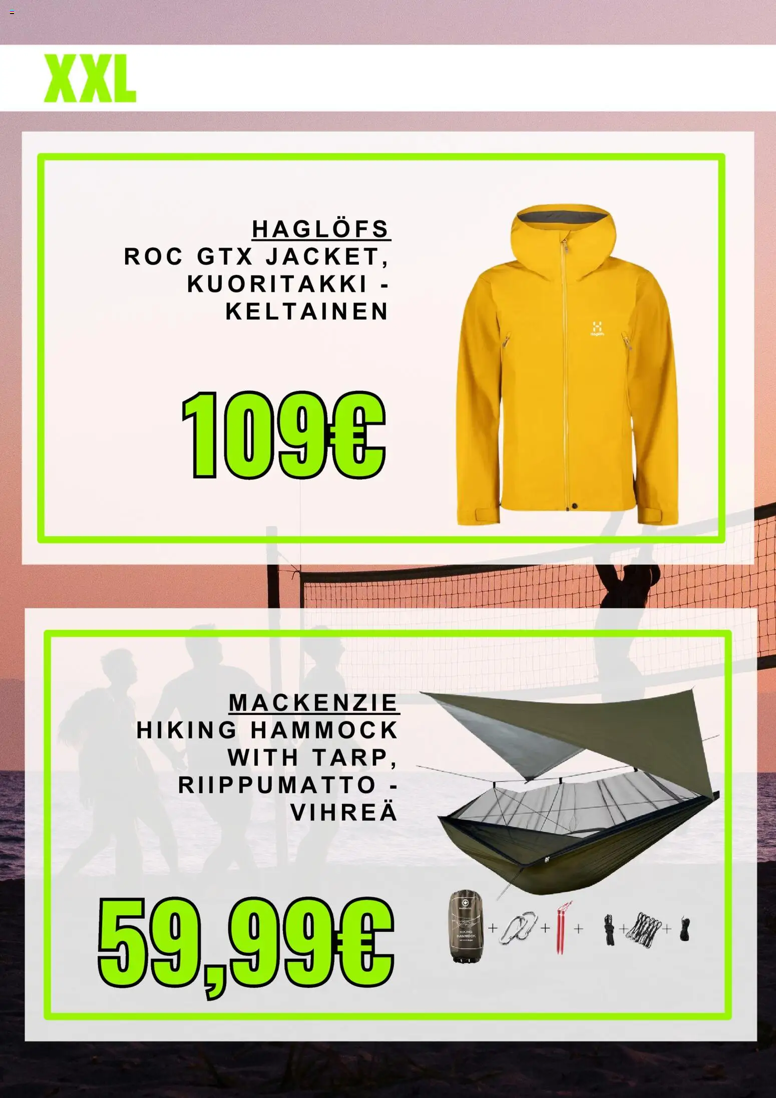 XXL tarjoukset – voimassa 19/06/2026 alkaen | Sivu: 5 | Tuotteet: Riippumatto, Kuoritakki