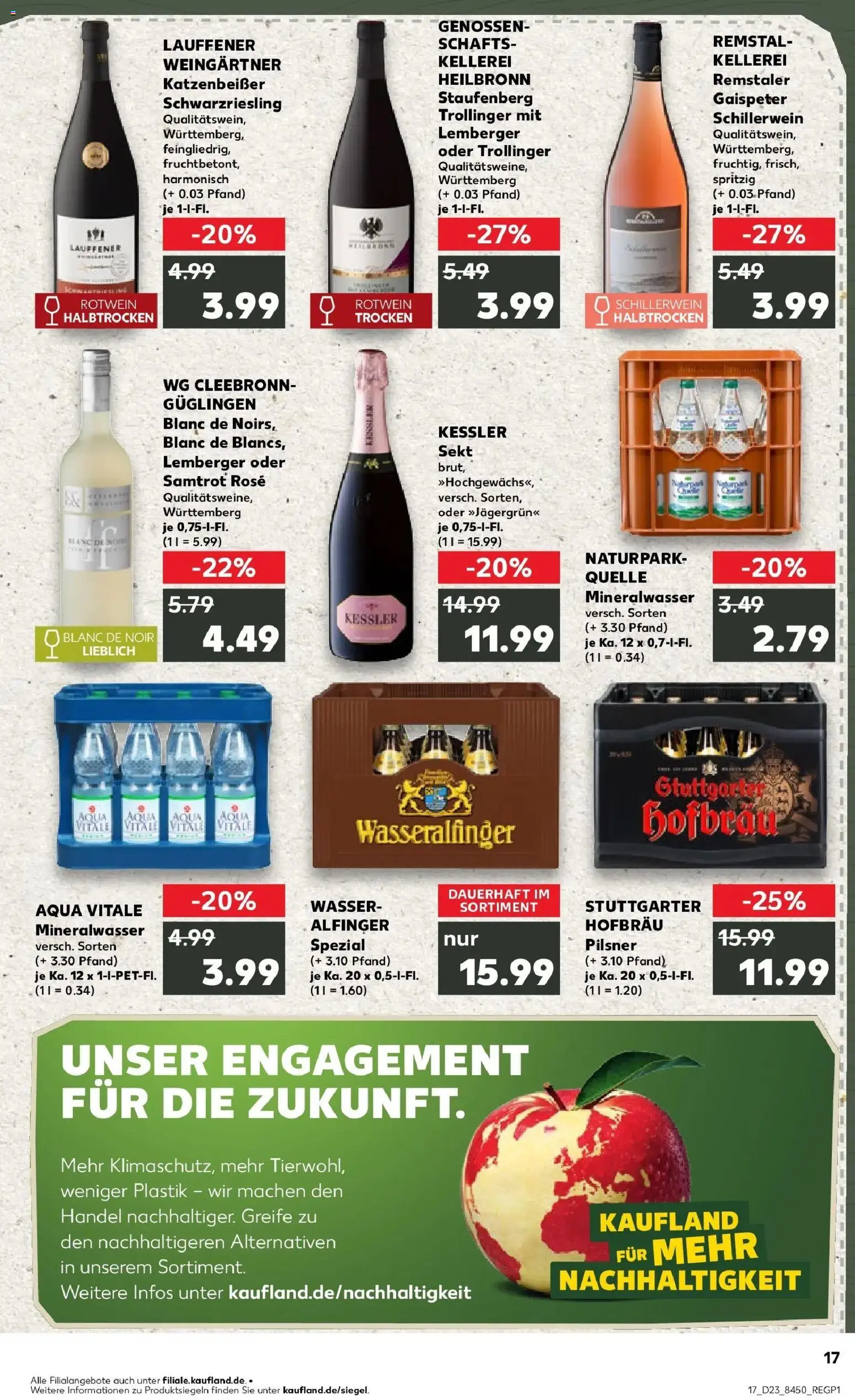 Kaufland Prospekt Schwäbisch Gmünd – gültig ab 04.06.2026 | Seite: 17 | Produkte: Rotwein, Sekt, Mineralwasser, Wasser