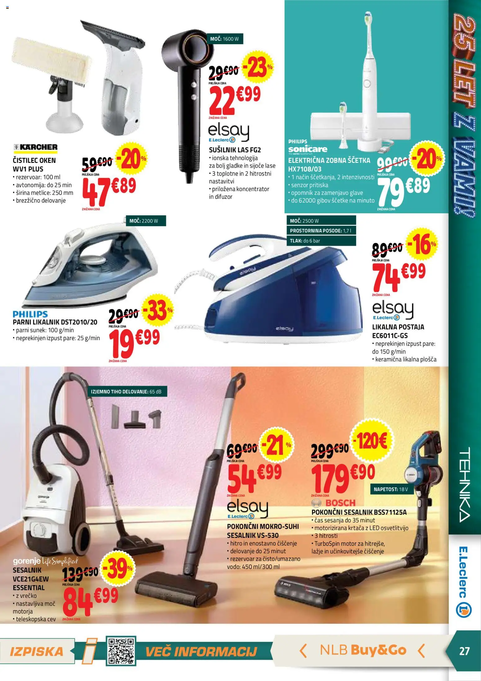 Novi E.leclerc katalog ponudbe – veljaven od 19.08.2026 | Stran: 27 | Izdelki: Elektricna zobna scetka, Krtaca, Zobna scetka, Sesalnik