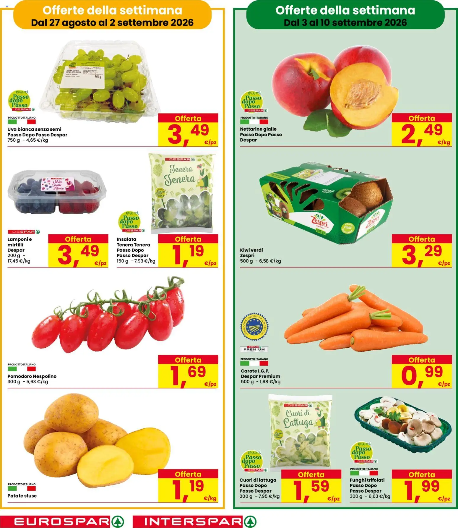 Volantino Interspar del 27/08/2026 | Pagina: 2 | Prodotti: Pomodoro, Carote, Mirtilli, Nettarine