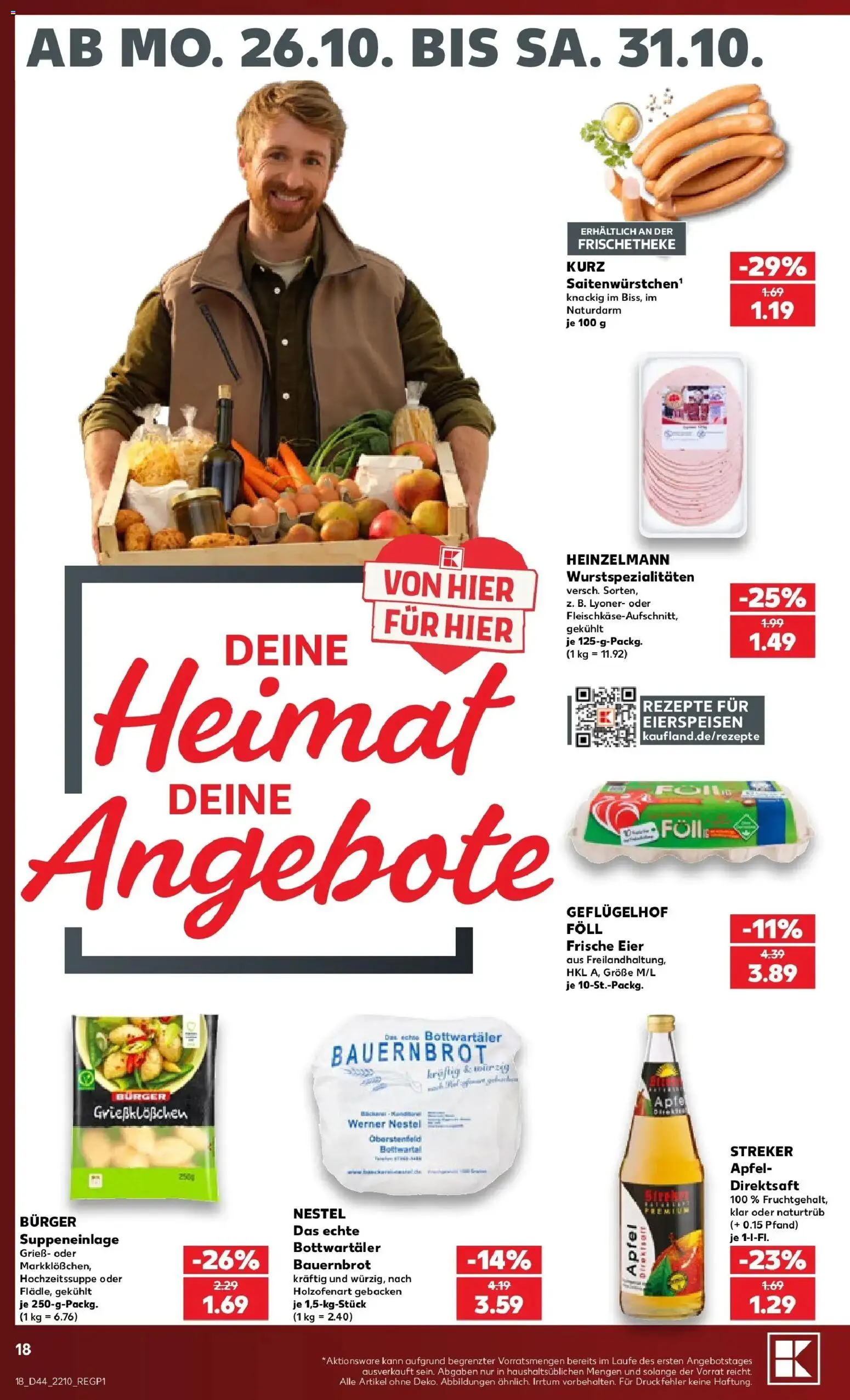 Prospekt Kaufland ab 26.10.2026 » Angebote Online zum Blättern | Seite: 22 | Produkte: Grieß, Eier, Burger, Äpfel