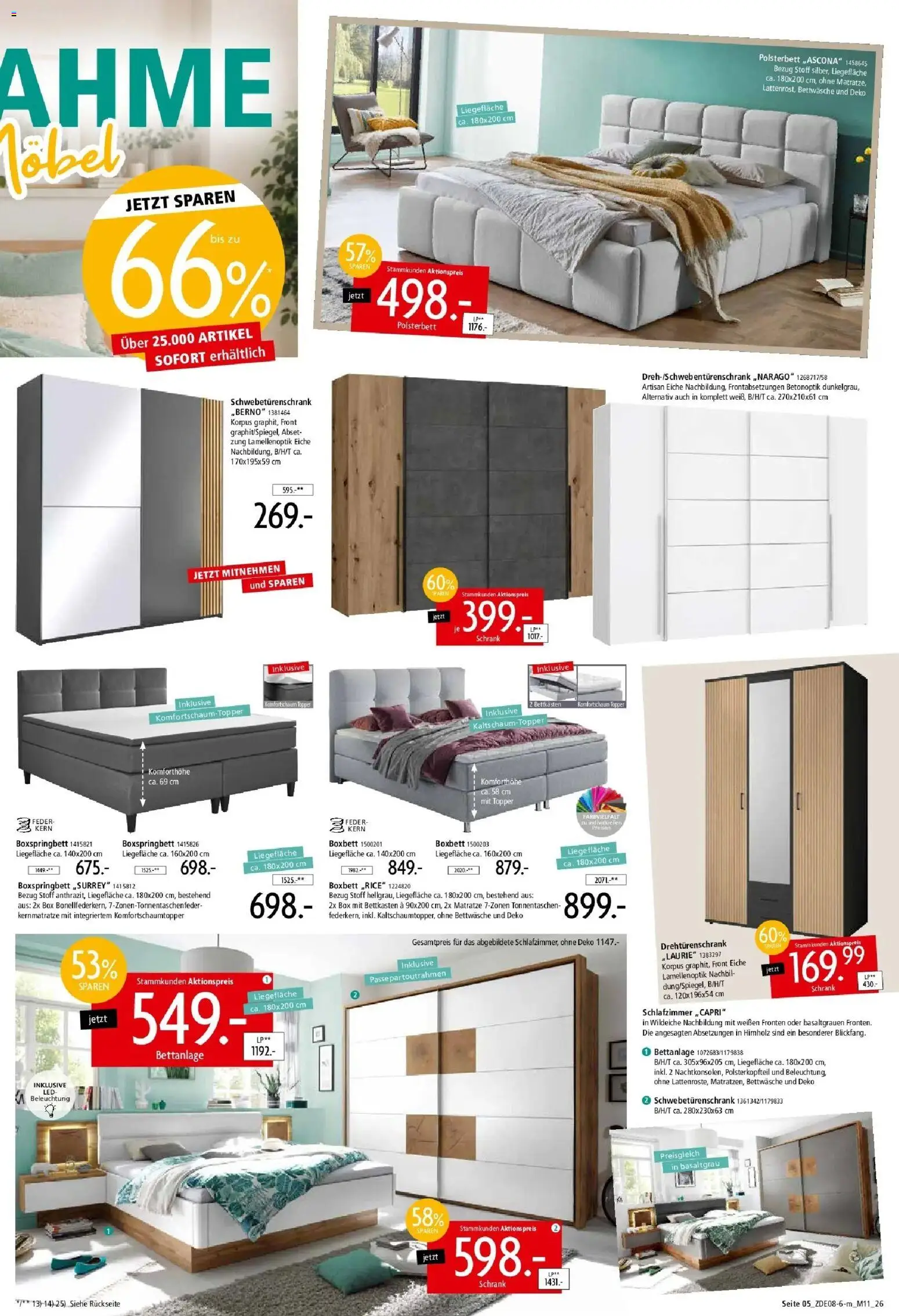 Zurbrüggen - Zurbrüggen: Mitnahme Möbel – gültig ab 29.08.2026 | Seite: 7 | Produkte: Drehtürenschrank, Boxspringbett, Polsterbett, Topper