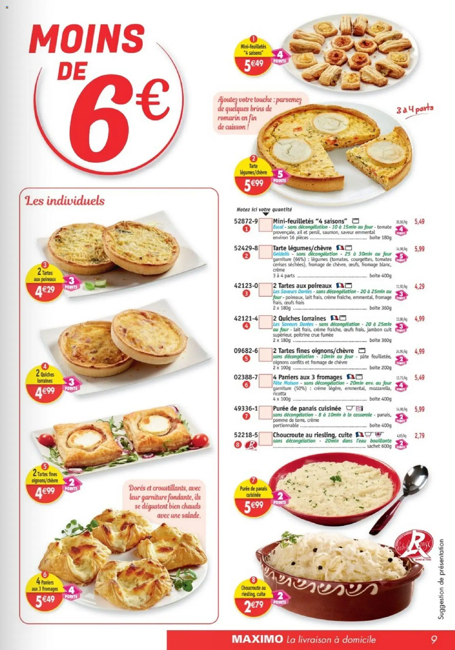 {H1} | Page: 9 | Produits: Pomme, Poireaux, Emmental, Ricotta