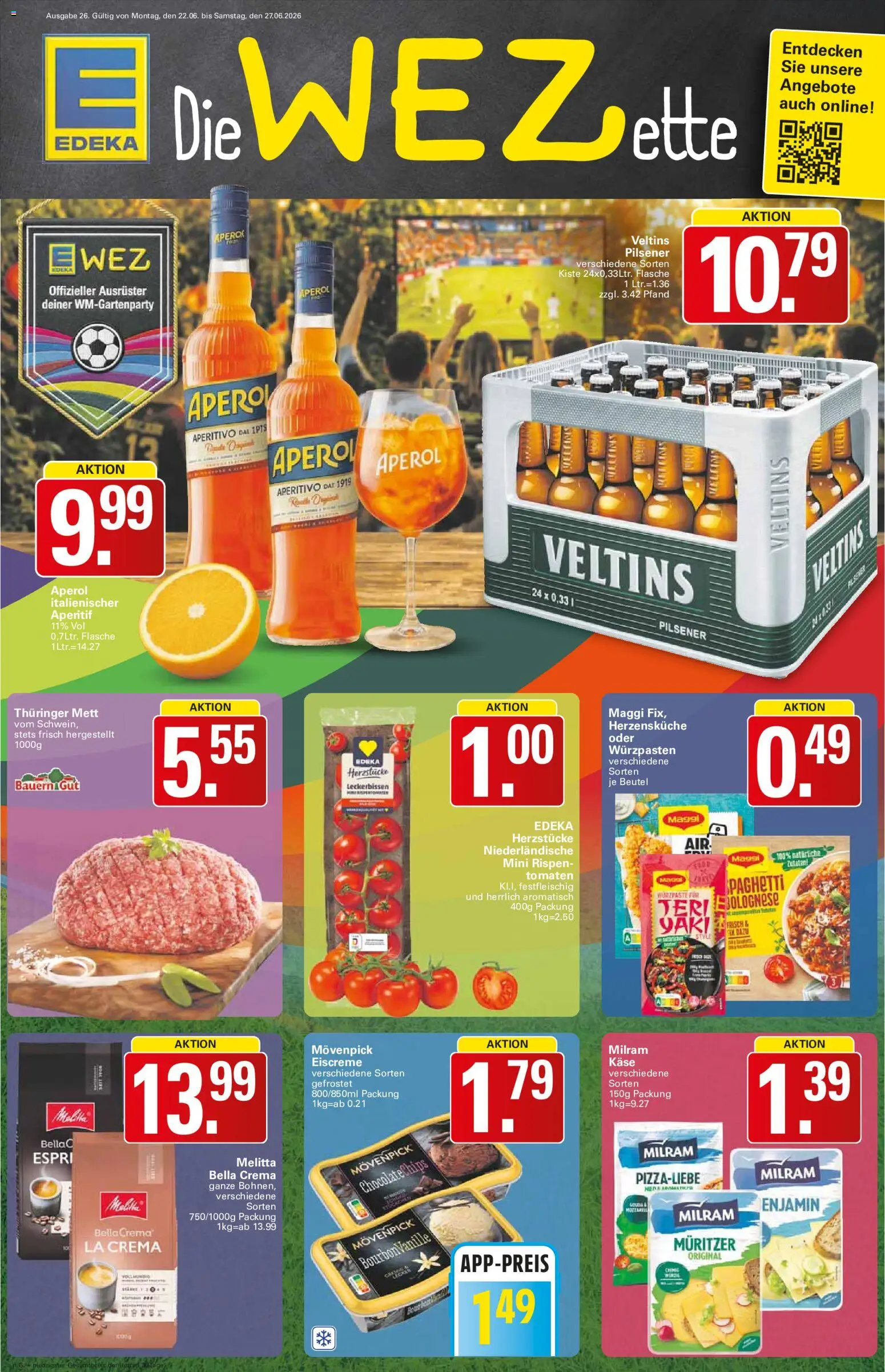WEZ Prospekt – gültig ab 22.06.2026 | Seite: 1 | Produkte: Maggi, Milram, Aperol, Bourbon