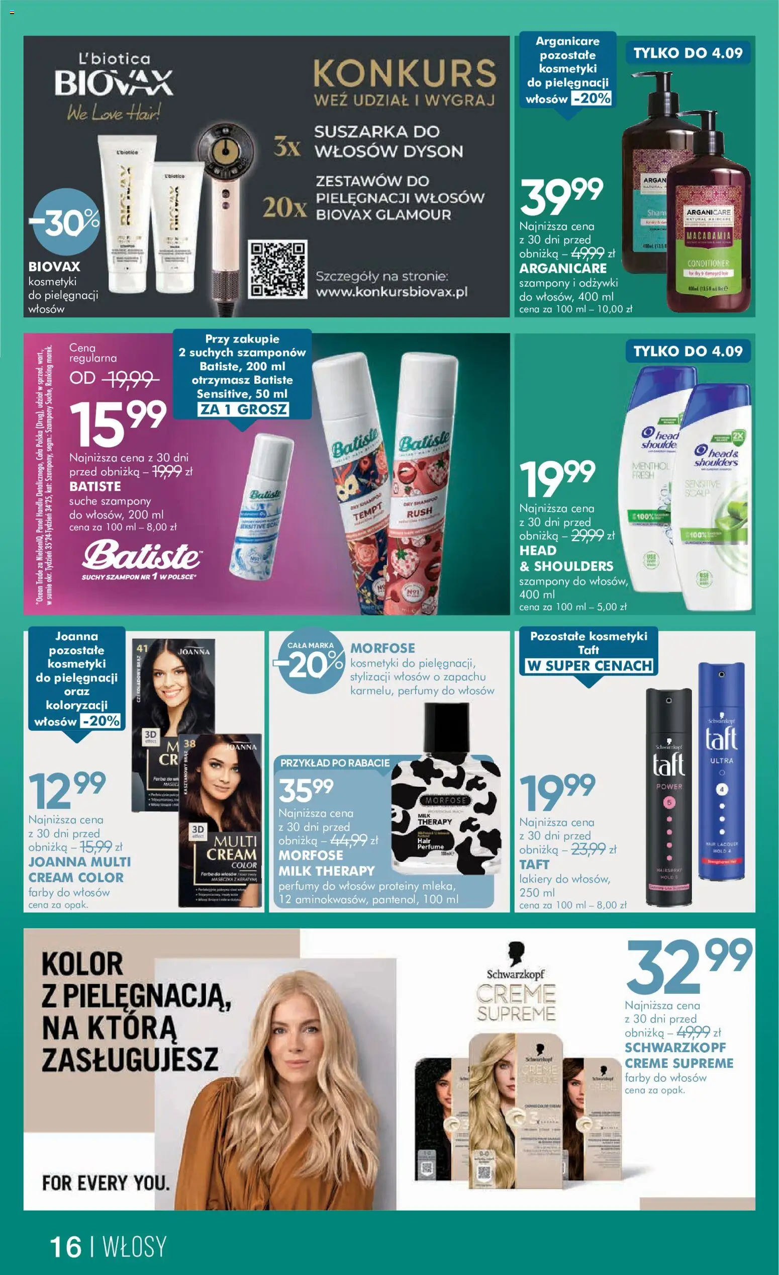 Super-pharm gazetka od 20.08.2026 | Strona: 16 | Produkty: Farby do włosów, Suszarka, Szampon, Suchy szampon