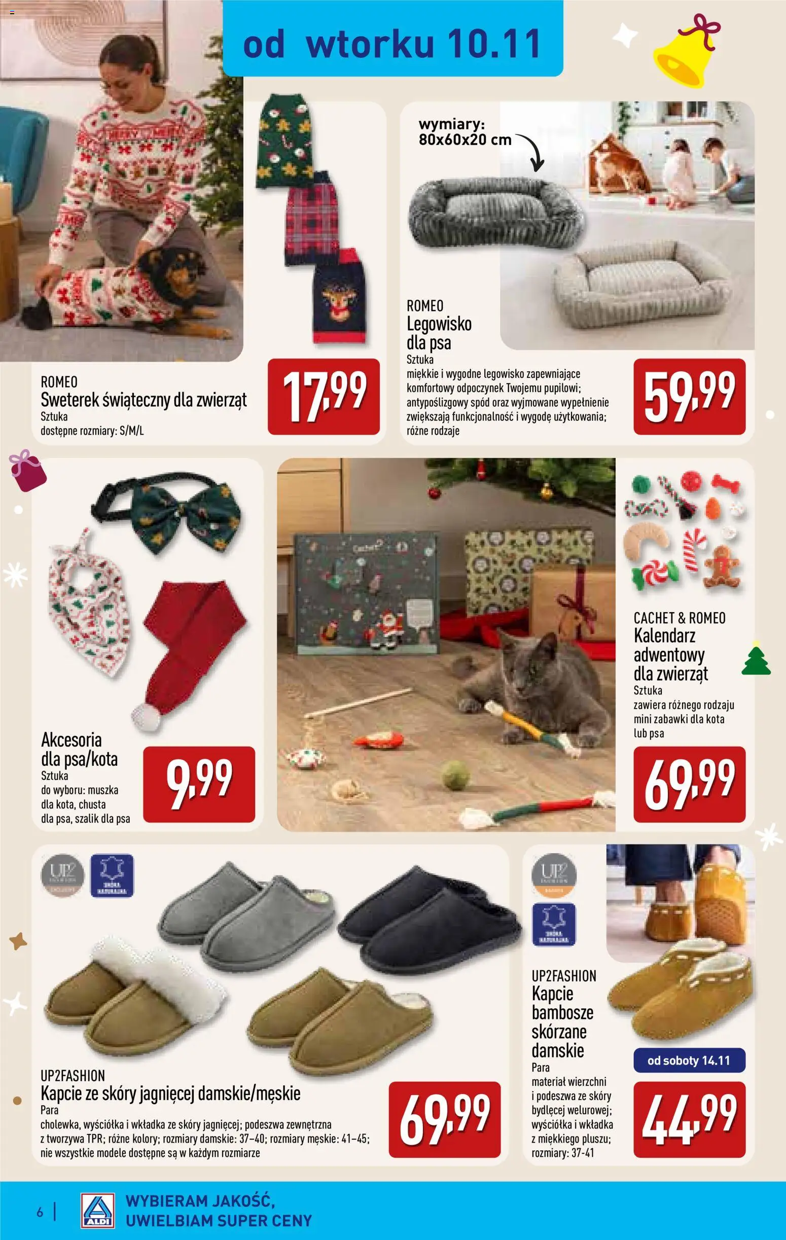 Aldi gazetka - Katalog prezentowy od 28.10.2026 | Strona: 6 | Produkty: Zabawki, Kapcie, Szalik, Legowisko dla psa