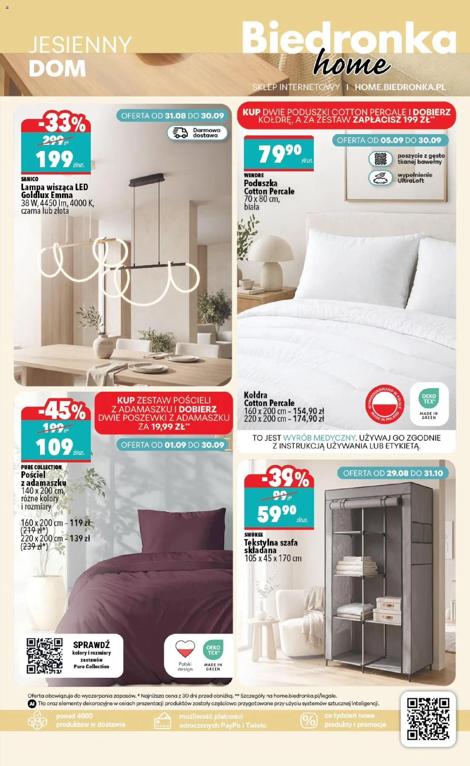 Biedronka gazetka - Home od 05.09.2026 | Strona: 3 | Produkty: Pościel, Poduszka, Lampa, Kołdra