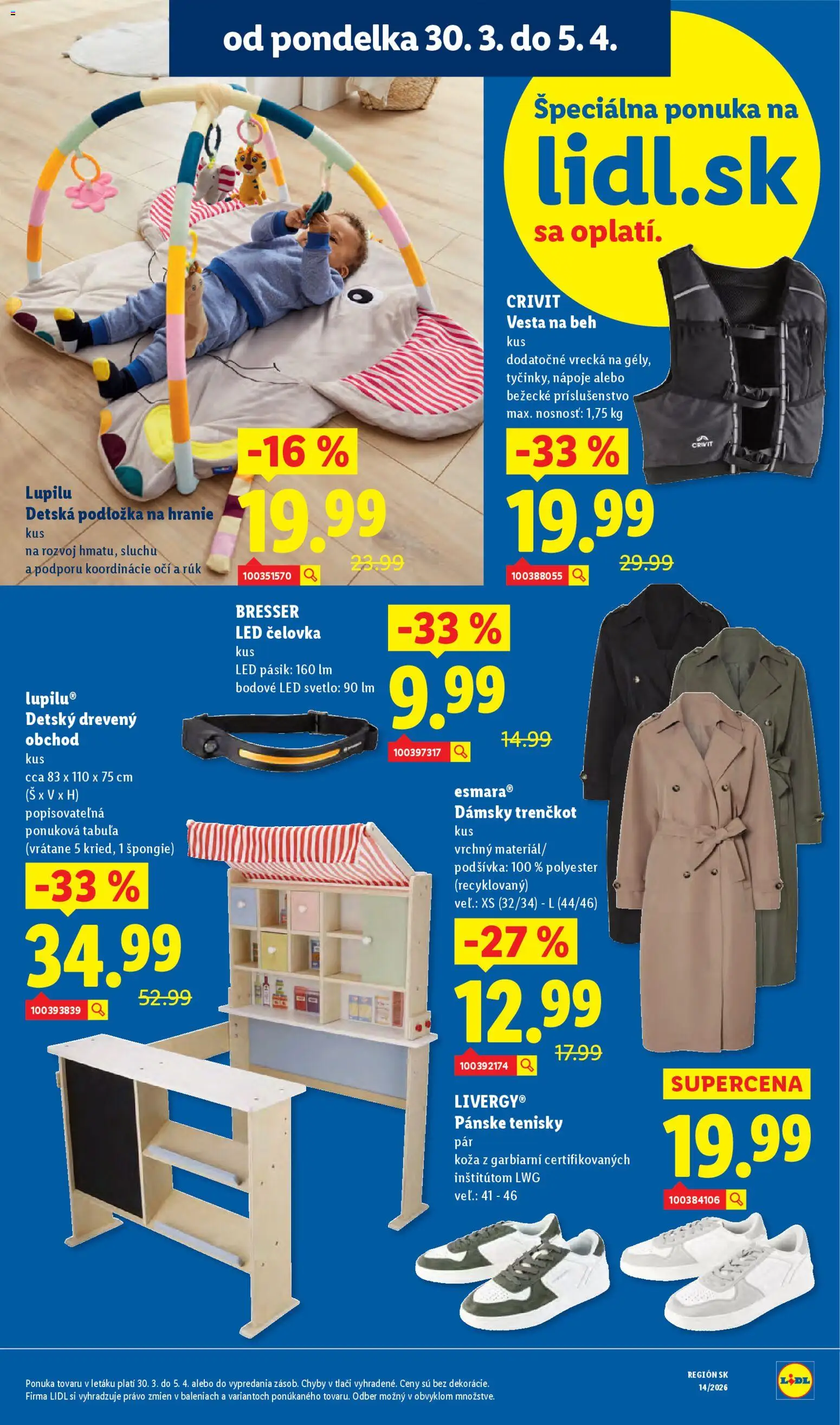 Nové Lidl akcie – leták je platný od 30.03.2026 | Strana: 72 | Produkty: Led pásik, Svetlo, Vesta, Tenisky