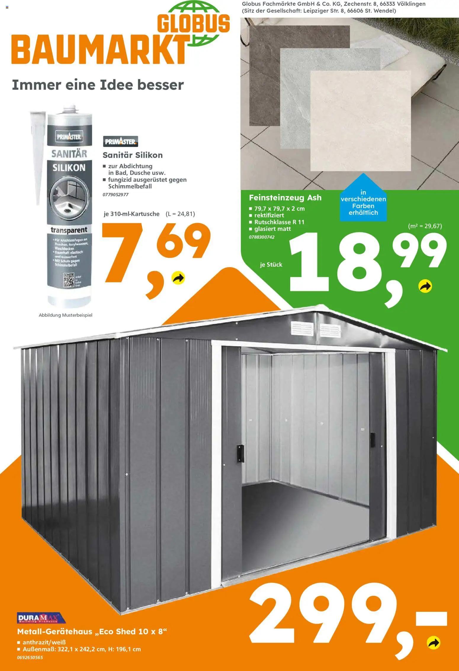Globus Baumarkt Prospekt Oranienburg-Germendorf – gültig ab 10.08.2026 | Seite: 12 | Produkte: Dusche