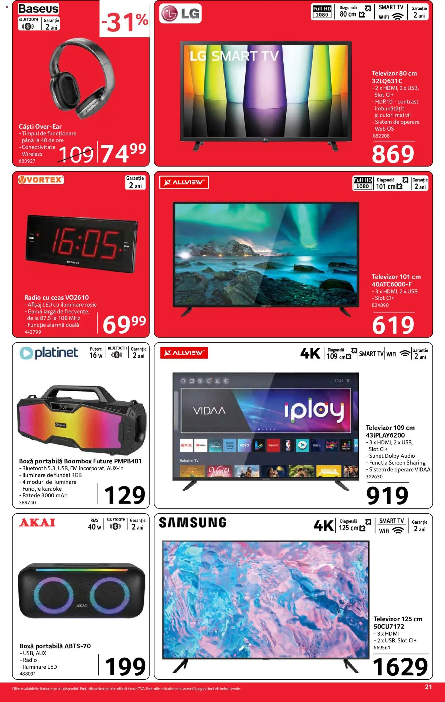 Noul catalog Selgros – valabil de la 21.08.2026 | Pagină: 21 | Produse: Ceas, Televizor, LED, Smart TV