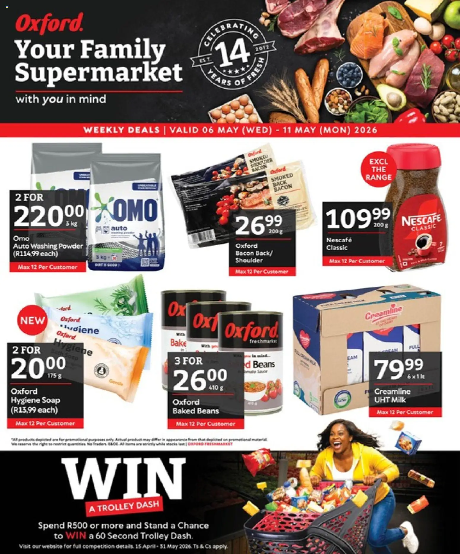 New Oxford Freshmarket catalogue – valid from 06.05.2026 | Page: 1 | Products: Milk, Powder, Washing powder, Bacon