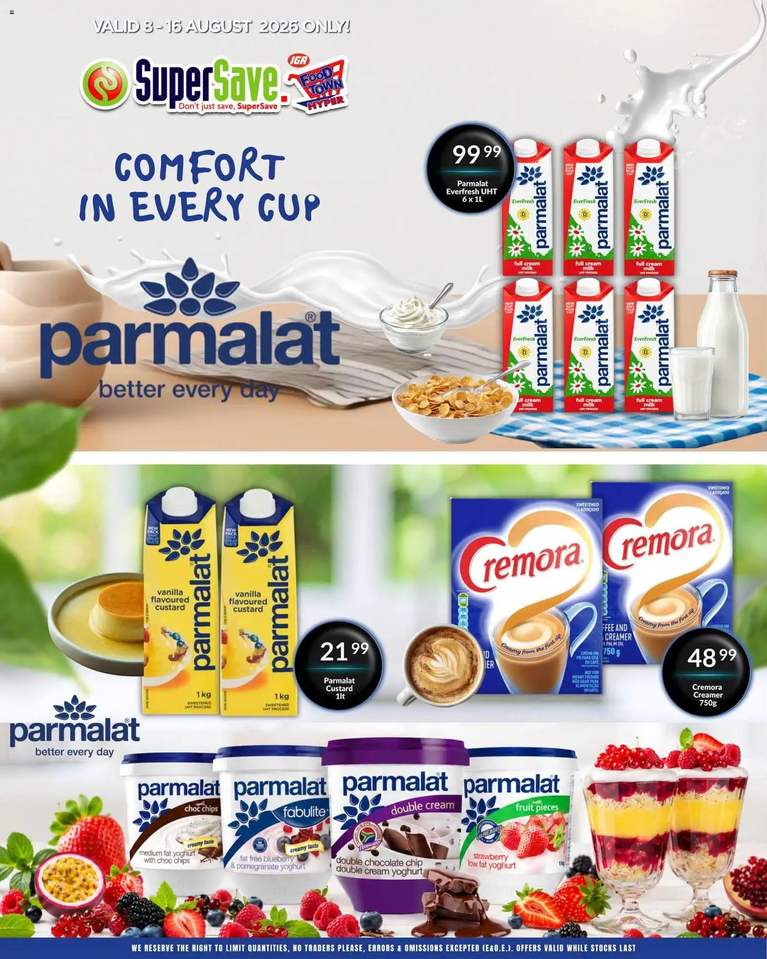 New Super Save catalogue – valid from 08/08/2026 | Page: 3 | Products: Vanilla, Yoghurt, Creamer, Chocolate