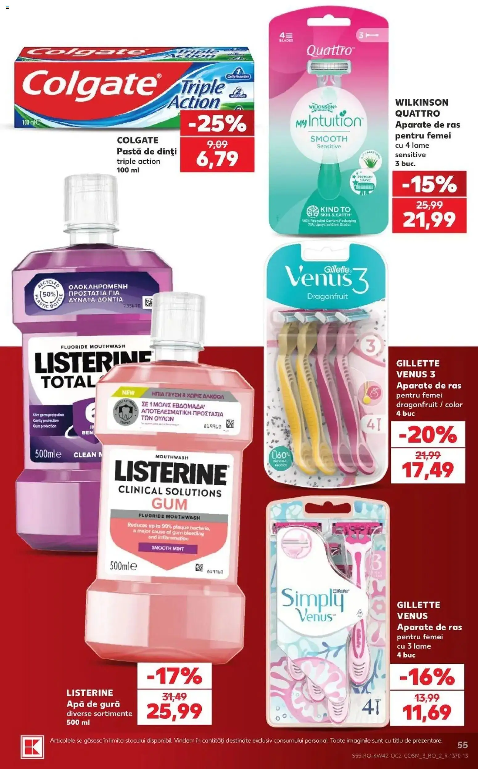 Kaufland Codlea 14.10.2026 - Revista si Oferta | Pagină: 55 | Produse: Clean, Gillette Venus, Apă de gură, Apă