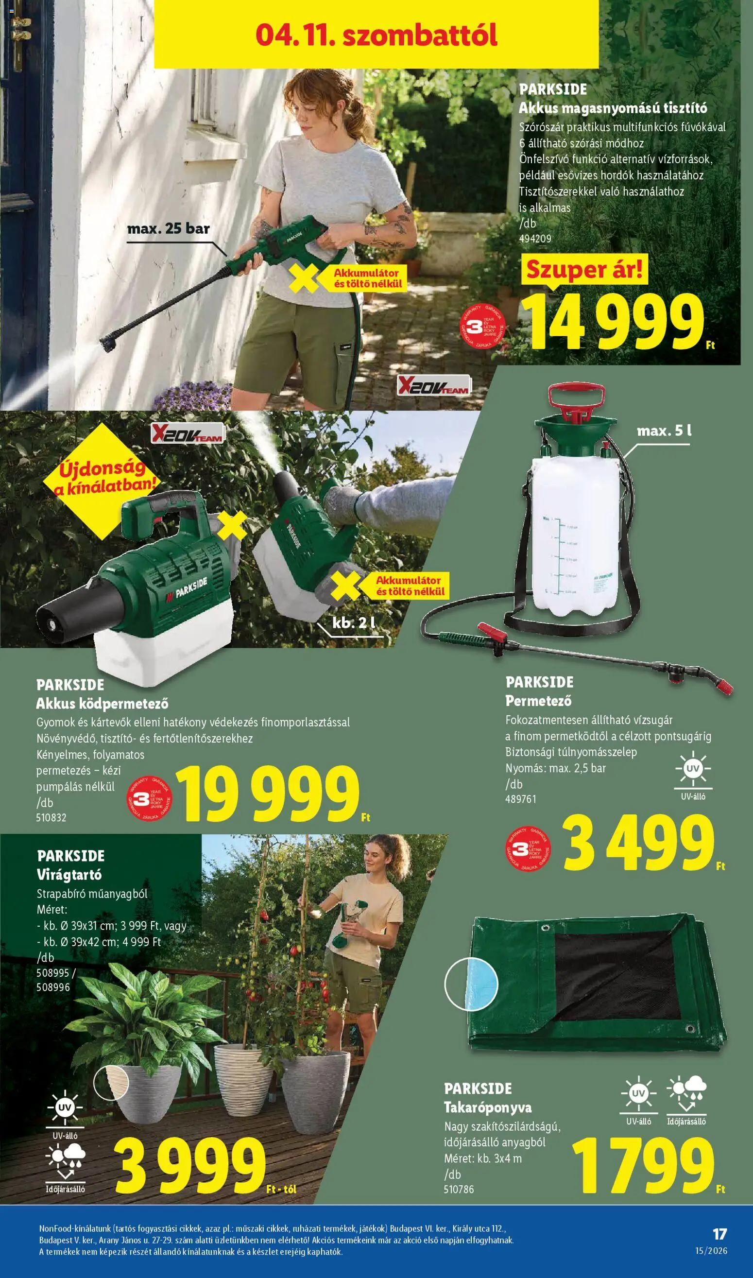 Lidl akciós ujság - amely érvényes a következő dátumtól: 09.04.2026 | Oldal: 17 | Termékek: Parkside, Virágtartó, Játékok, Töltő