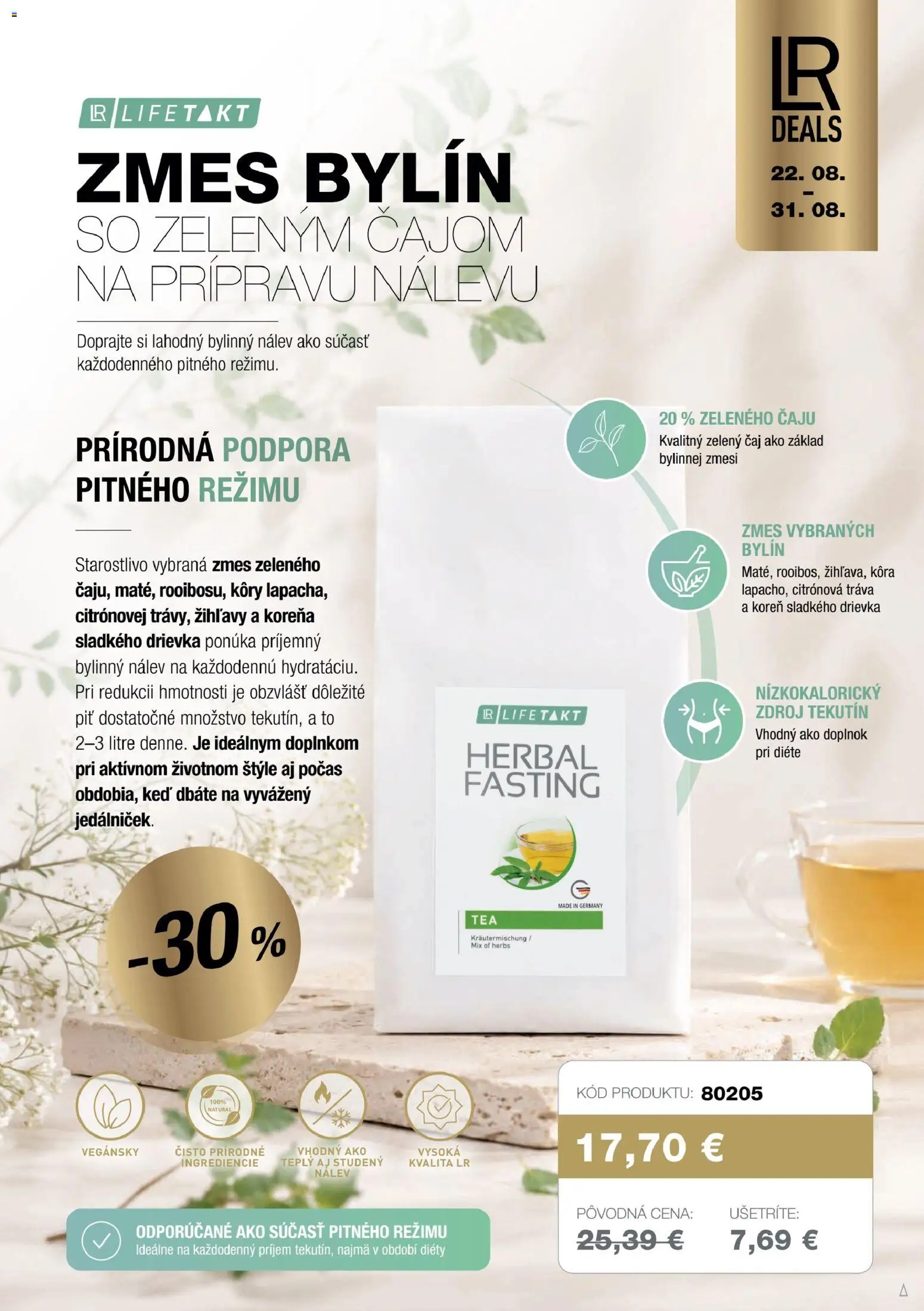 Nové LR akcie – leták je platný od 22.08.2026 | Strana: 3 | Produkty: Čaj, Zelený čaj