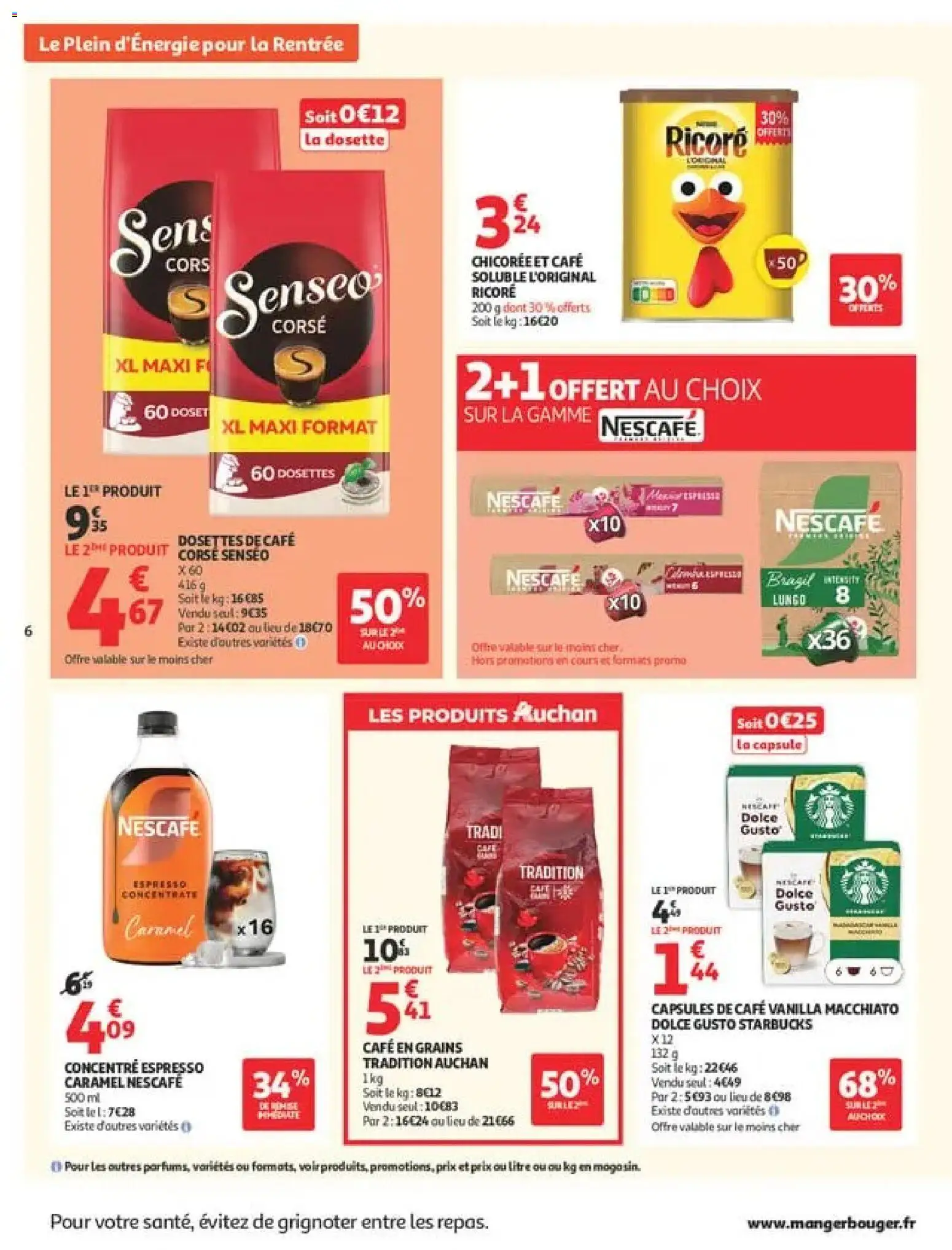 {H1} | Page: 6 | Produits: Senseo, Capsules, Café en grains, Starbucks