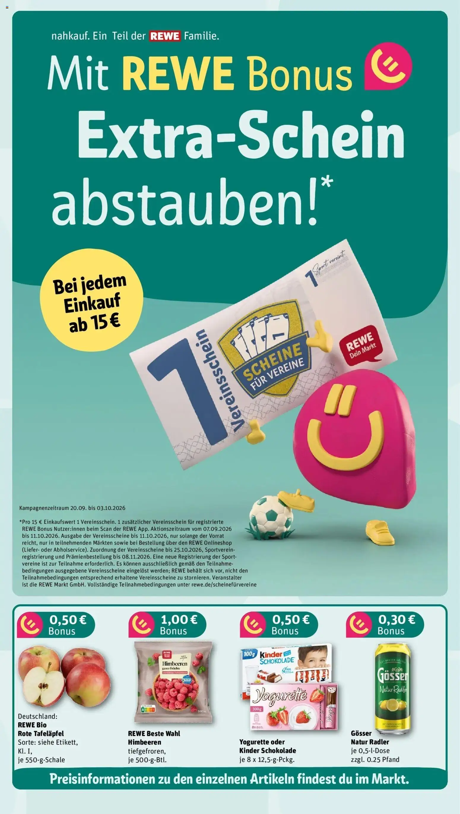 REWE Prospekt ab 14.09.2026 zum Blättern » Angebote | Seite: 4 | Produkte: Himbeeren, Kinder schokolade, Yogurette, Schokolade