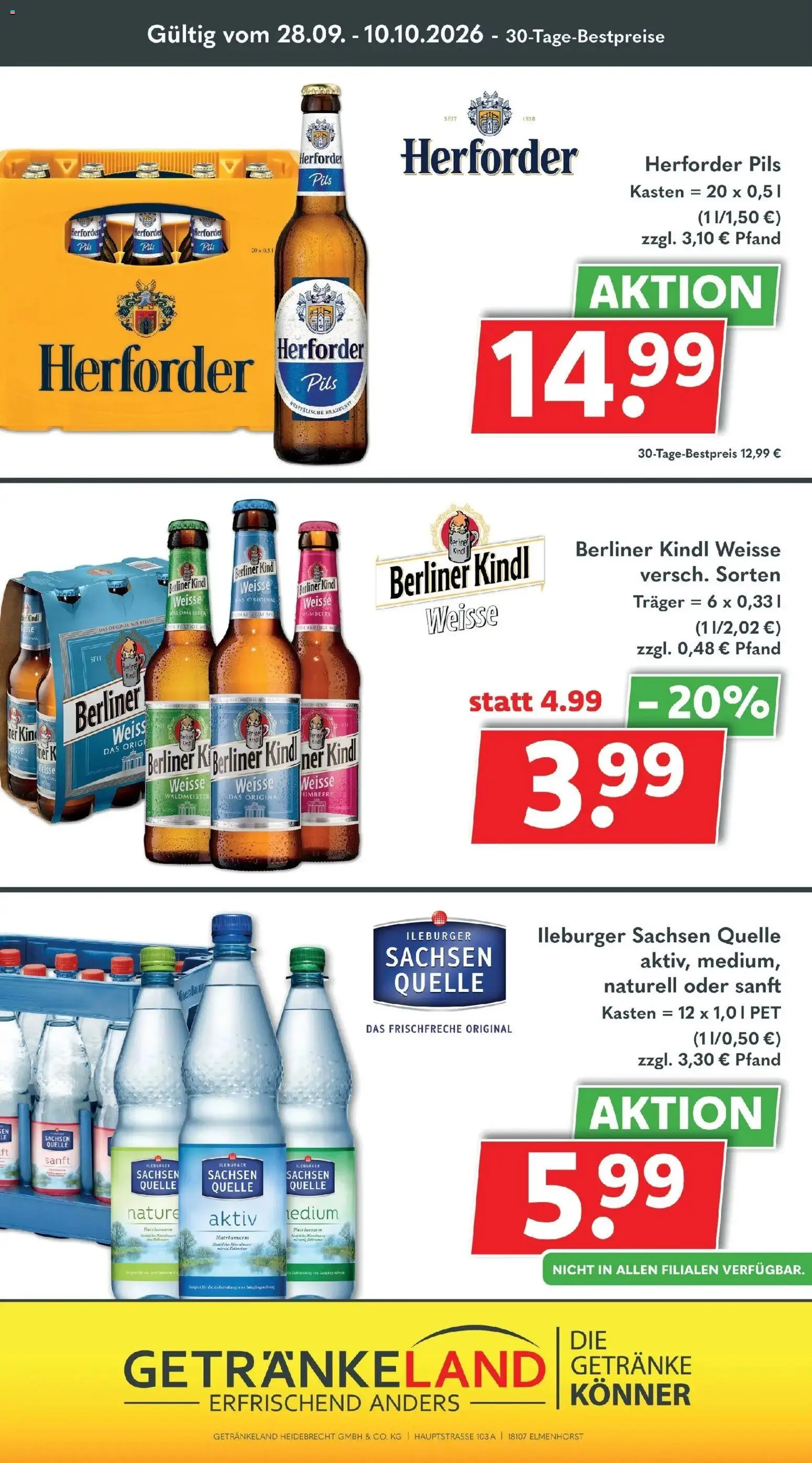 Getränkeland Prospekt Neustrelitz (ab 28.09.2026) zum Blättern | Seite: 9 | Produkte: Berliner, Pils, Himbeere