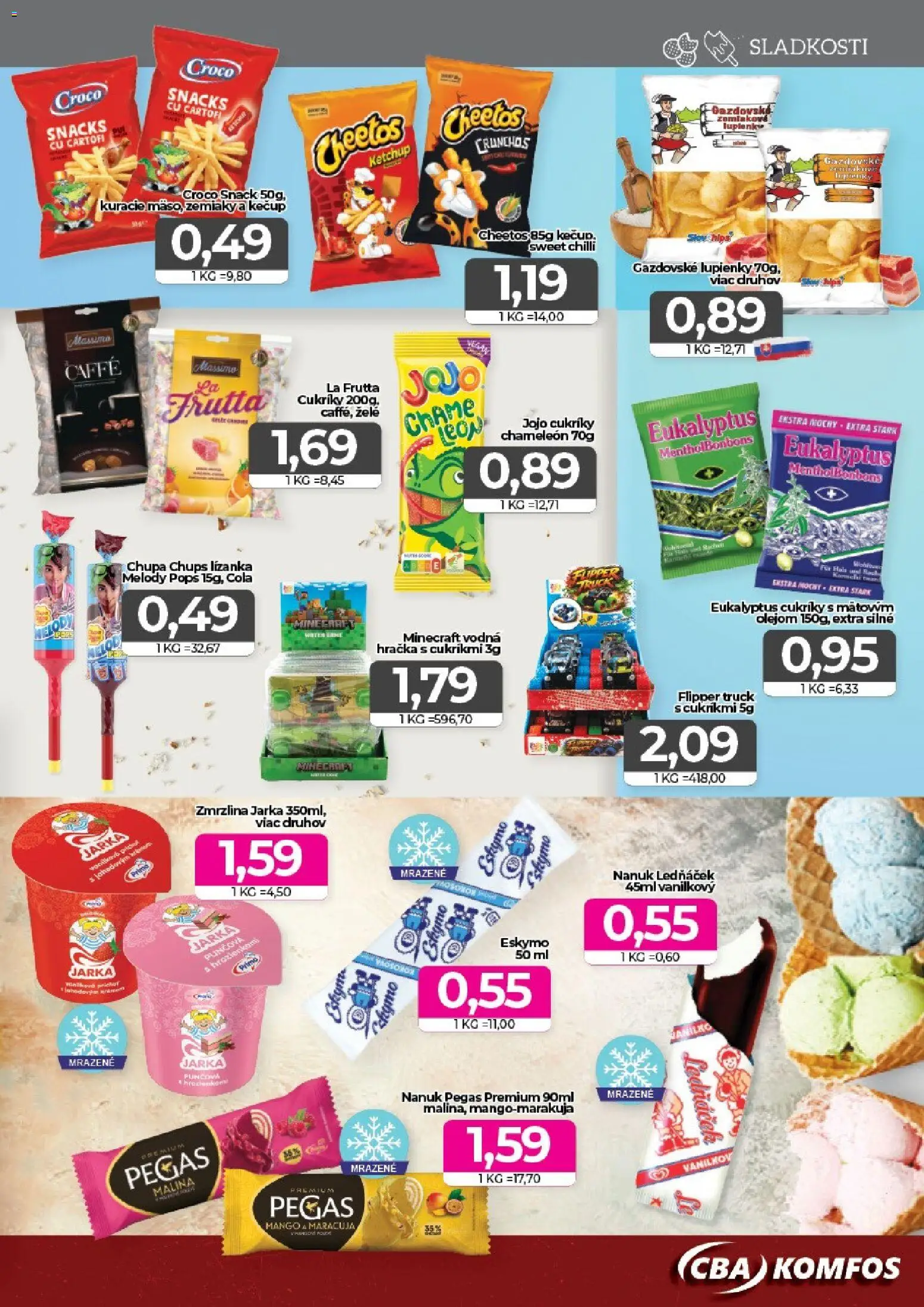 Nové CBA Komfos akcie – leták je platný od 21.08.2026 | Strana: 12 | Produkty: Chilli, Nanuk, Mango, Cola