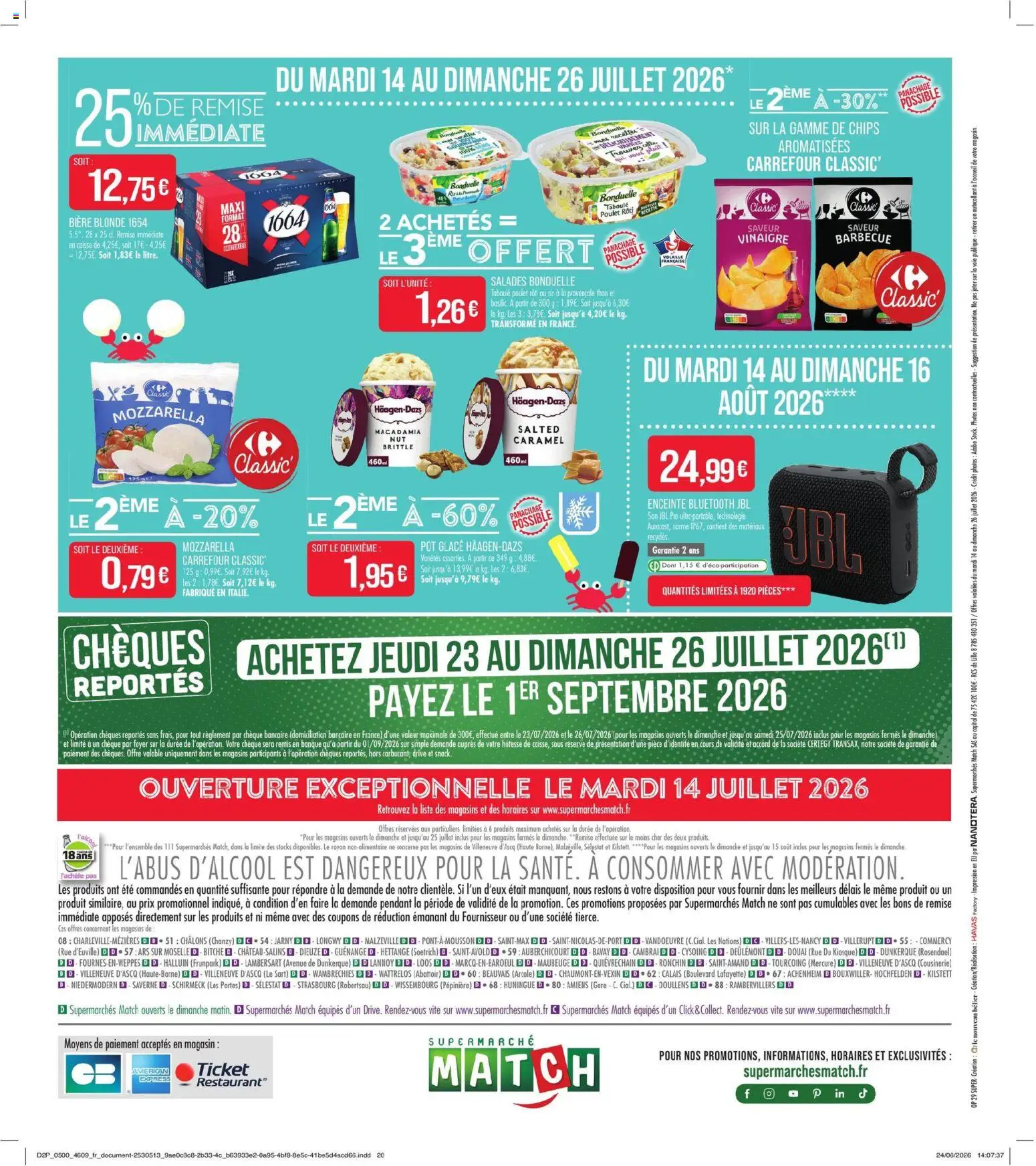 {H1} | Page: 20 | Produits: Enceinte, Mozzarella, Bière, Chips
