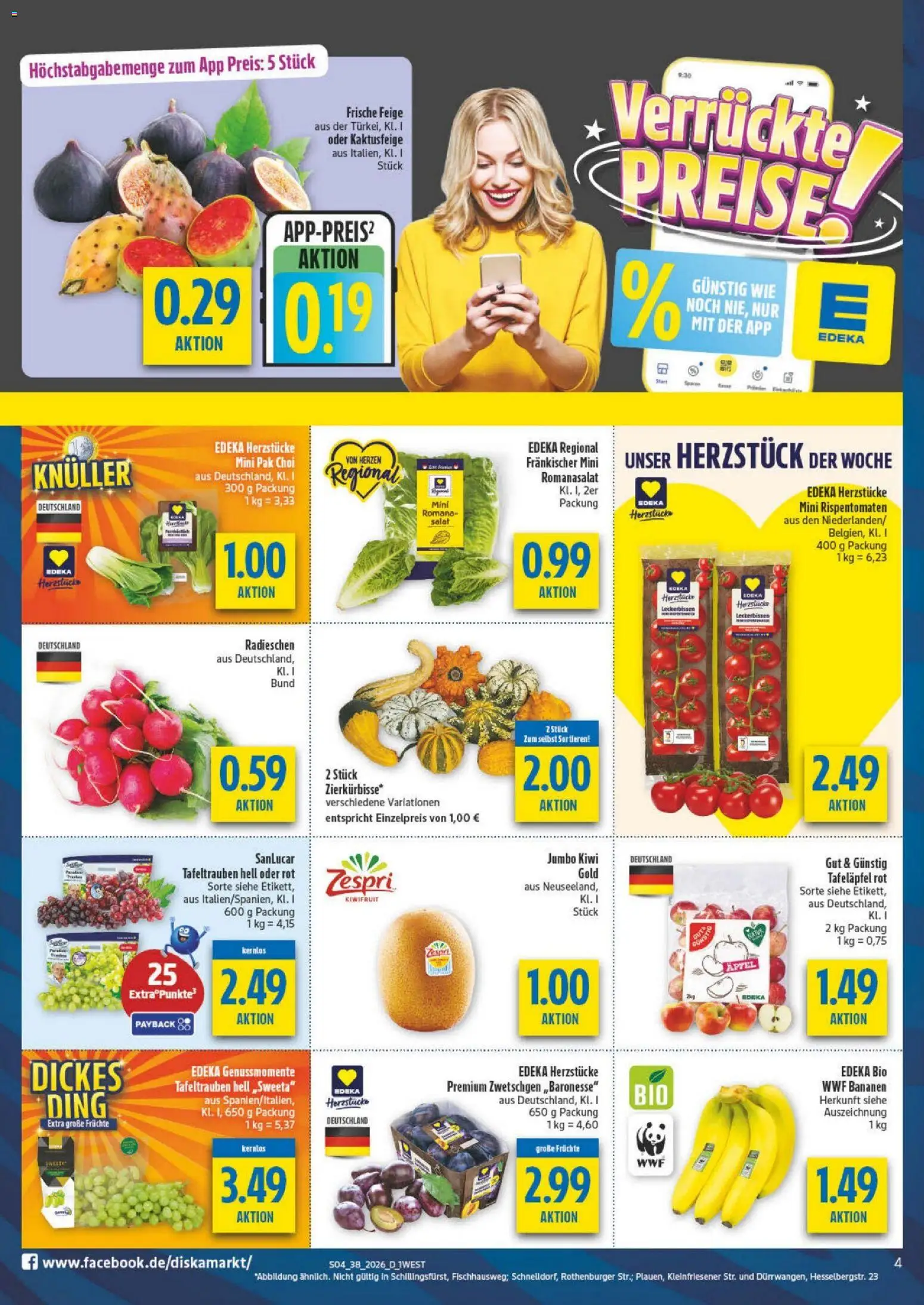 Diska - Diska Angebote Bayern KW38 – gültig ab 09.09.2026 | Seite: 4 | Produkte: Äpfel, Bananen, Kiwi, Salat