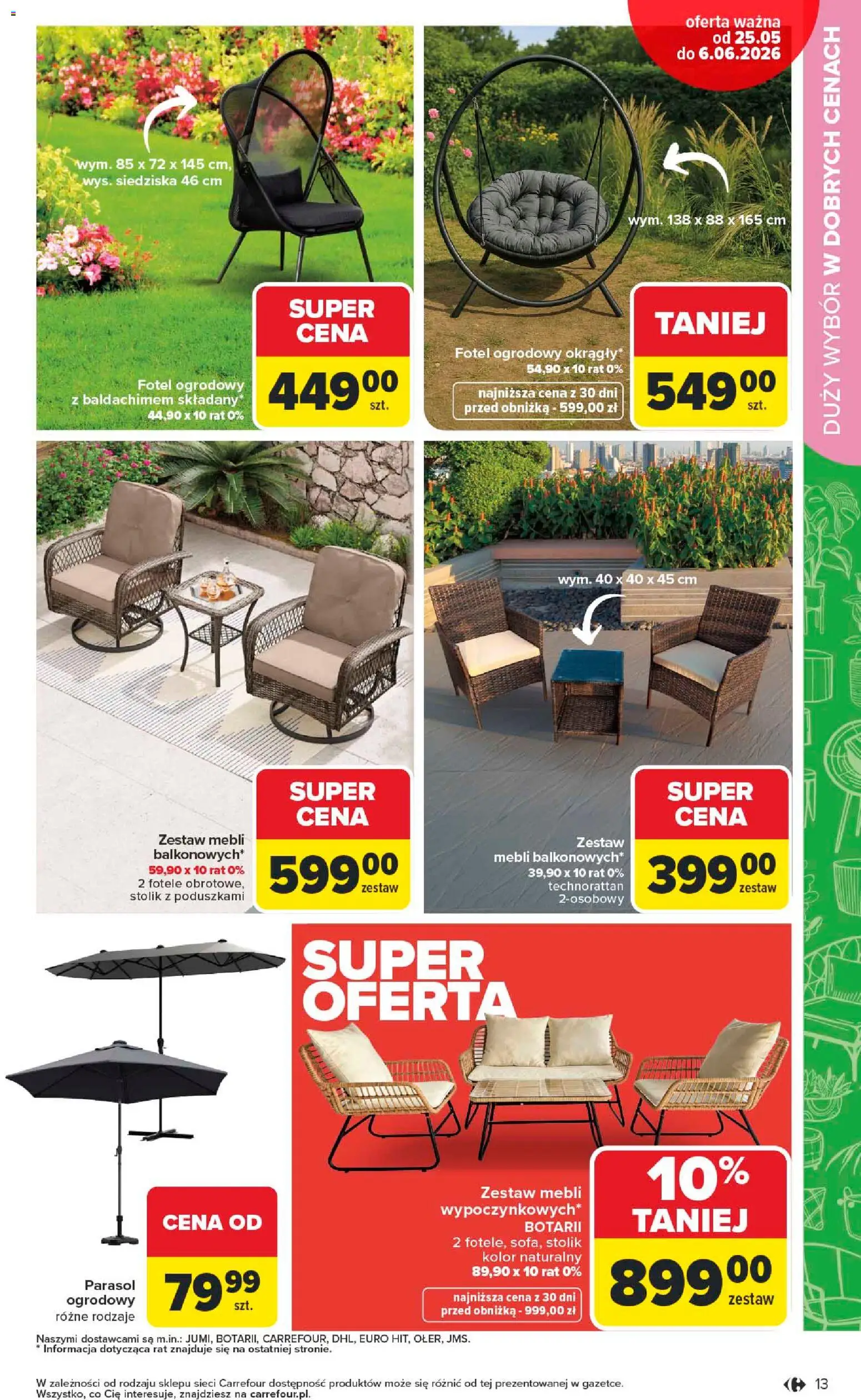Carrefour gazetka - Łap super okazje od 25.05.2026 | Strona: 13 | Produkty: Fotel ogrodowy, Parasol, Fotel