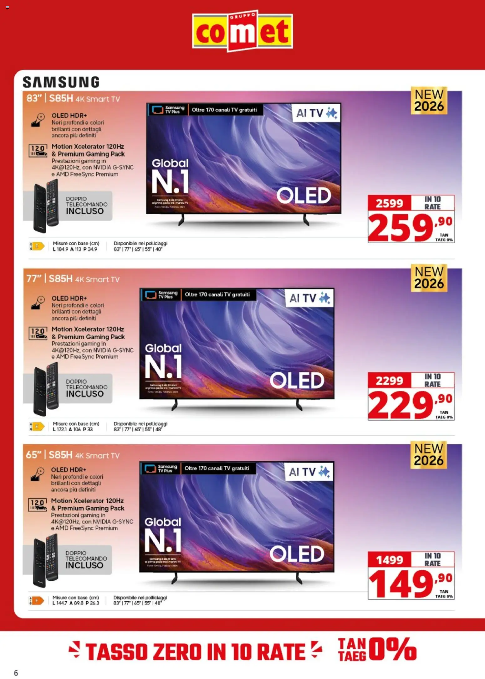 Volantino Comet del 09/10/2026 | Pagina: 6 | Prodotti: Telecomando, smart TV, TV, Samsung