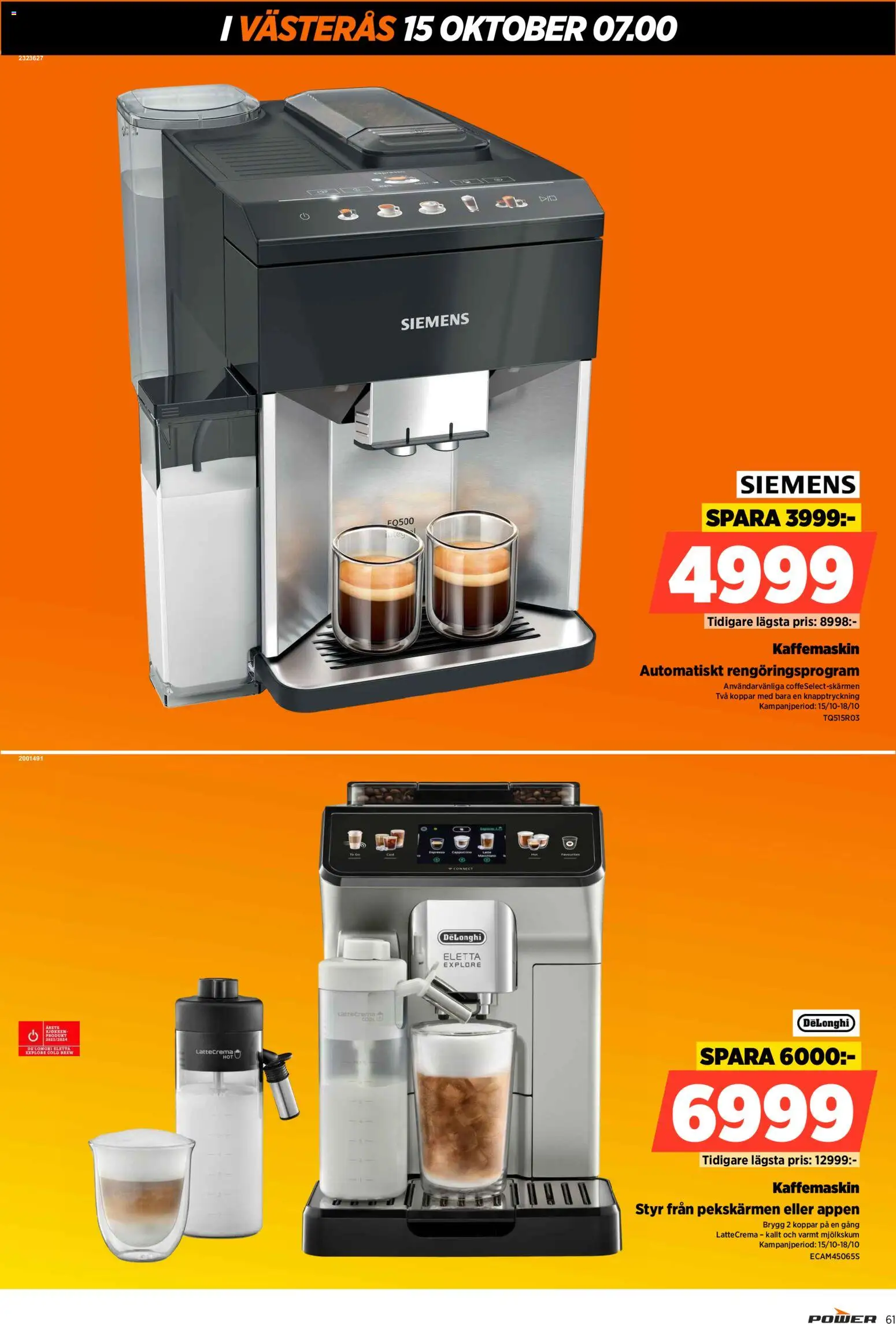 Power reklamblad aktuell från 15/10/2026 | Sida: 61 | Produkter: Cappuccino, Kaffemaskin, Koppar