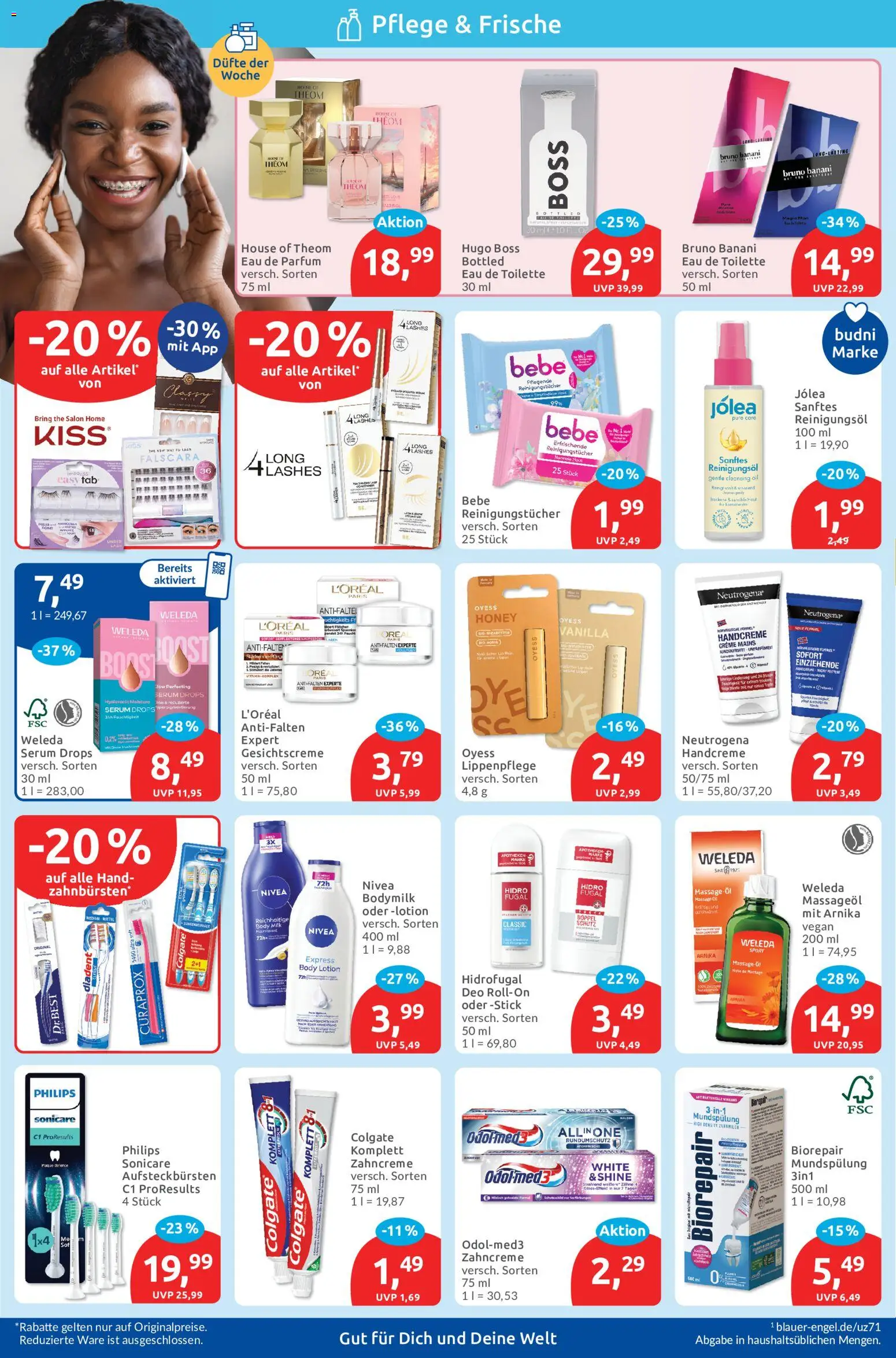 Budni Prospekt – gültig ab 19.10.2026 | Seite: 2 | Produkte: Handcreme, Reinigungstücher, Body Lotion, Hugo
