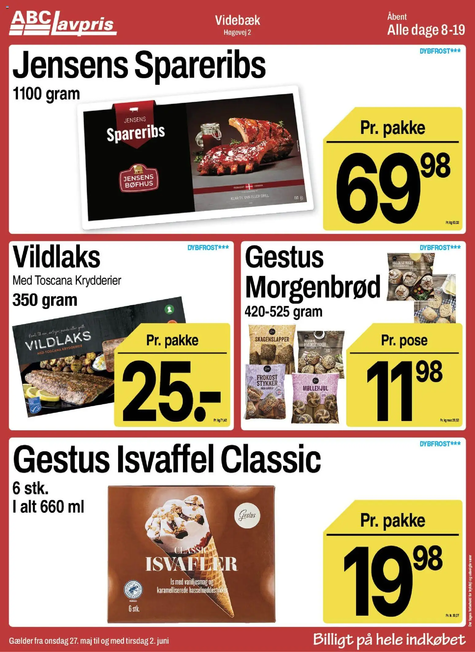 Abc Lavpris tilbudsavis – gyldig fra 27.05.2026 | Side: 7 | Produkter: Morgenbrød, Spareribs, Isvafler, Grill