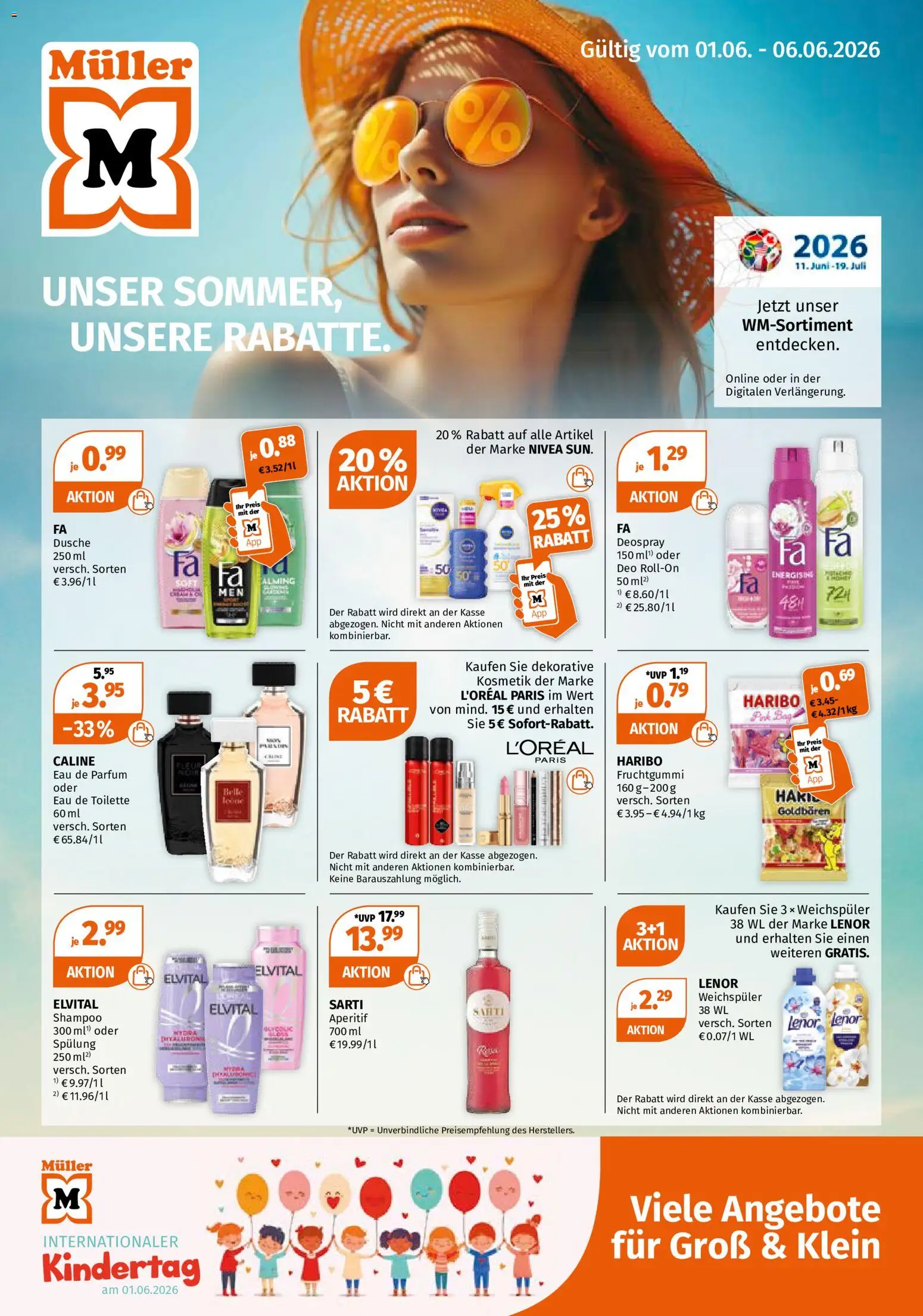 Müller Sommerangebote – gültig ab 01.06.2026 | Seite: 1 | Produkte: Lenor, Dusche, Spülung, Weichspüler
