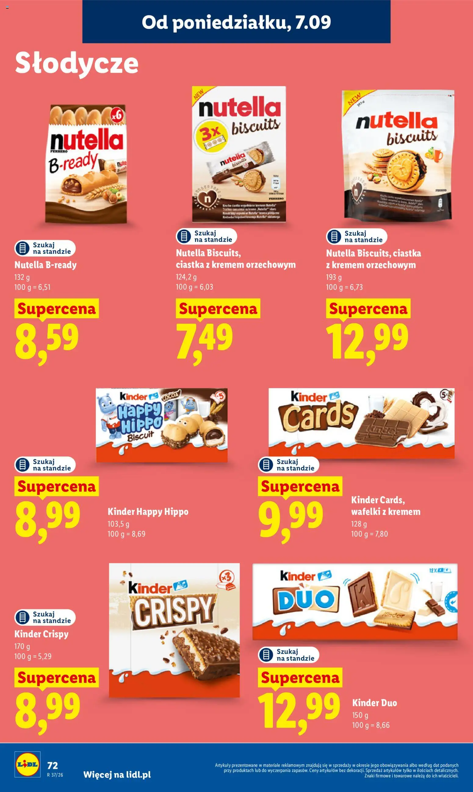 Lidl Polsko leták od 07.09.2026 | Strana: 74 | Produkty: Kinder, Nutella