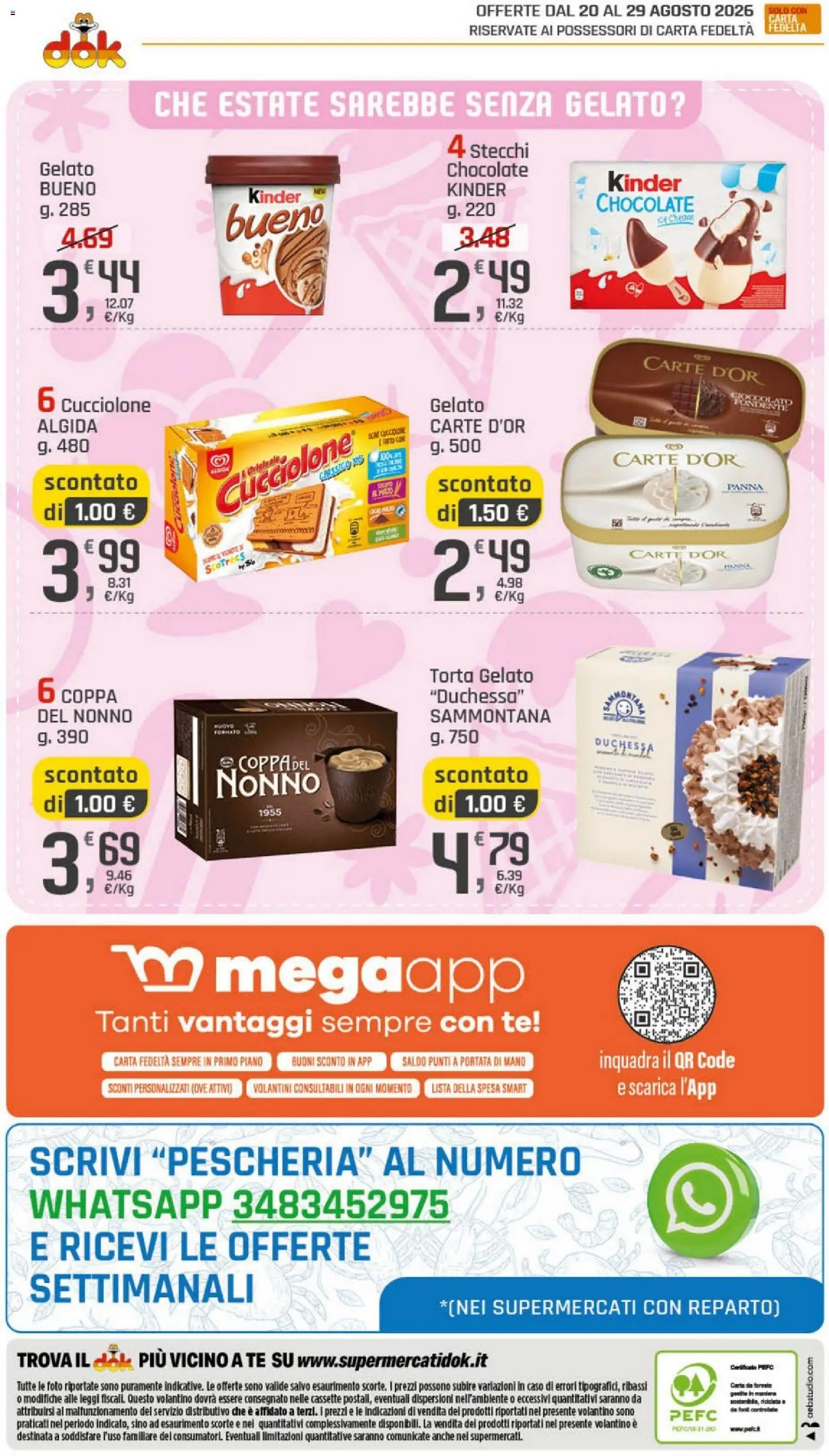 Volantino DOK del 20/08/2026 | Pagina: 20 | Prodotti: Panna, Gelato, Torta, Torta gelato