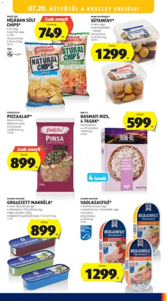 ALMARE SEAFOOD GRILLEZETT MAKRELÁ*, natúr, 120 g (90 g) vagy, olívaolajban, 120 g (90 g) vagy, BBQ-szószban, 120 g, 9 988,89 Ft/kg (töltőtömeg) / 7 491,67 Ft/kg - amely érvényes a következő dátumtól: 2026.07.16. | Oldal: 23