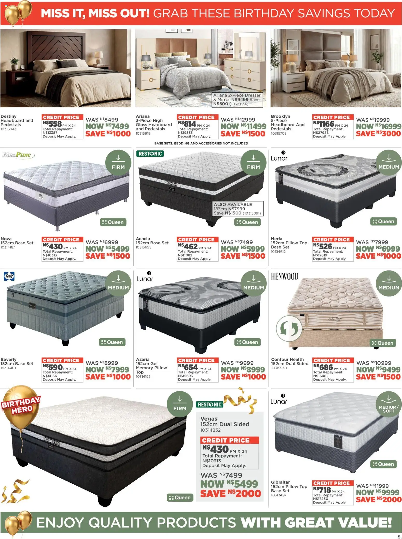 New House and Home catalogue – valid from 13.04.2026 | Page: 5 | Products: Gloss, Headboard, Pillow, Mirror