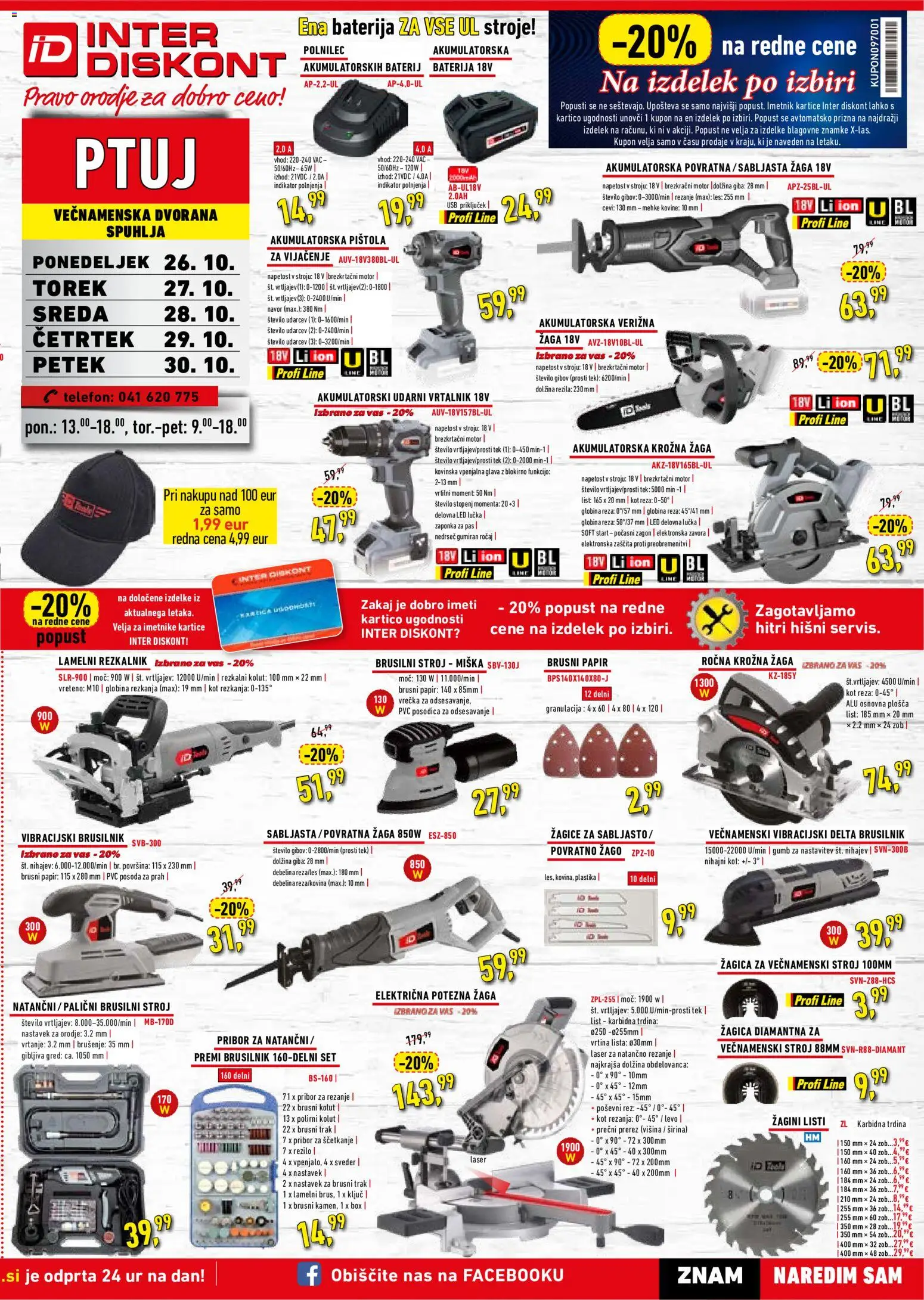 Novi Inter Diskont katalog ponudbe – veljaven od 26.10.2026 | Stran: 2 | Izdelki: Telefon, Orodje, Krožna žaga, Brusilnik