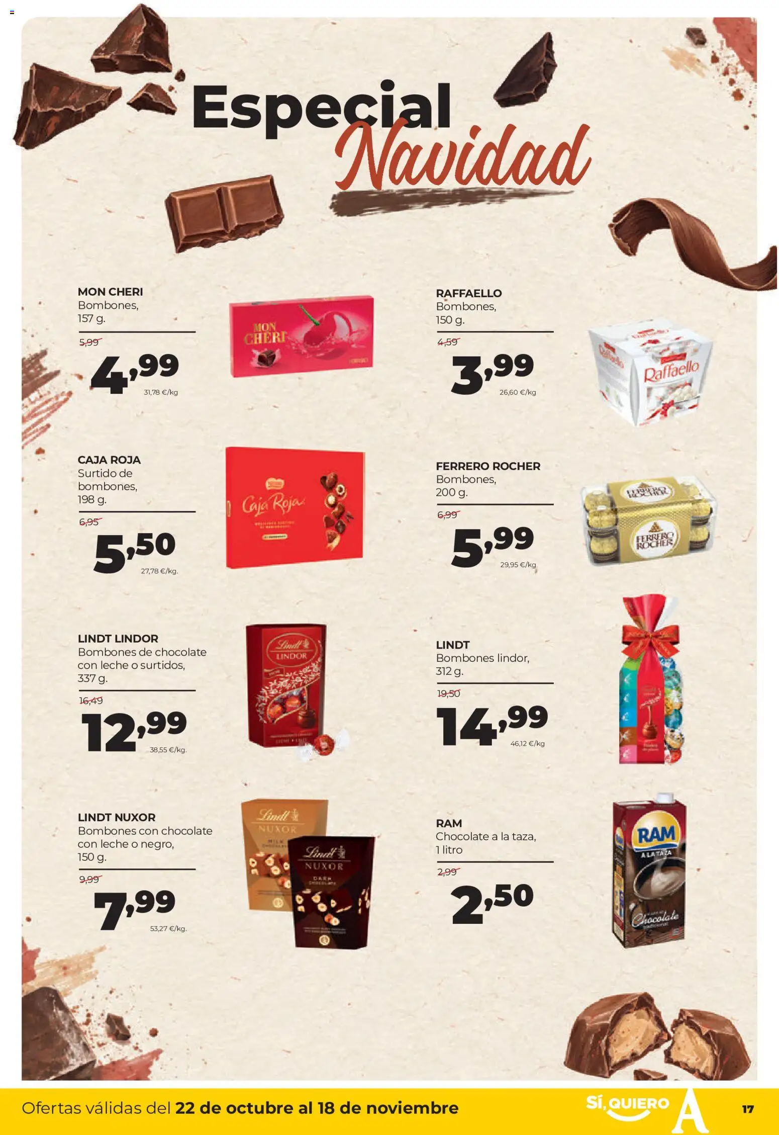 Alimerka folleto Asturias │ válido desde el 22/10/2026 | Página: 17 | Productos: Leche, Raffaello, Ferrero Rocher, Caja